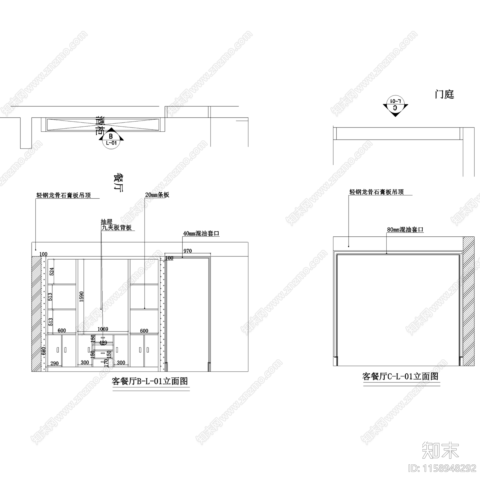 欧式美式三室两厅两卫室内家装cad施工图下载【ID:1158948292】