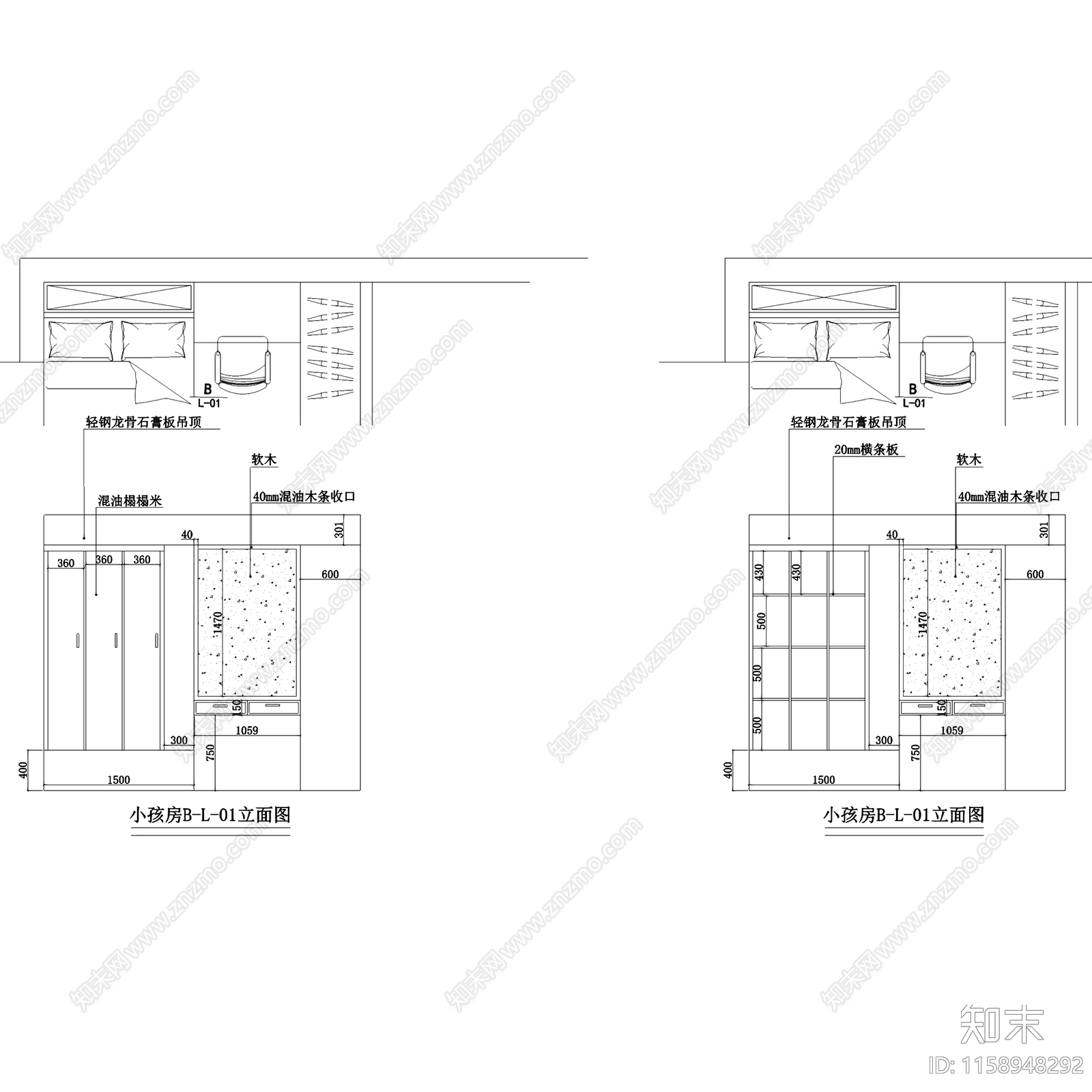 欧式美式三室两厅两卫室内家装cad施工图下载【ID:1158948292】