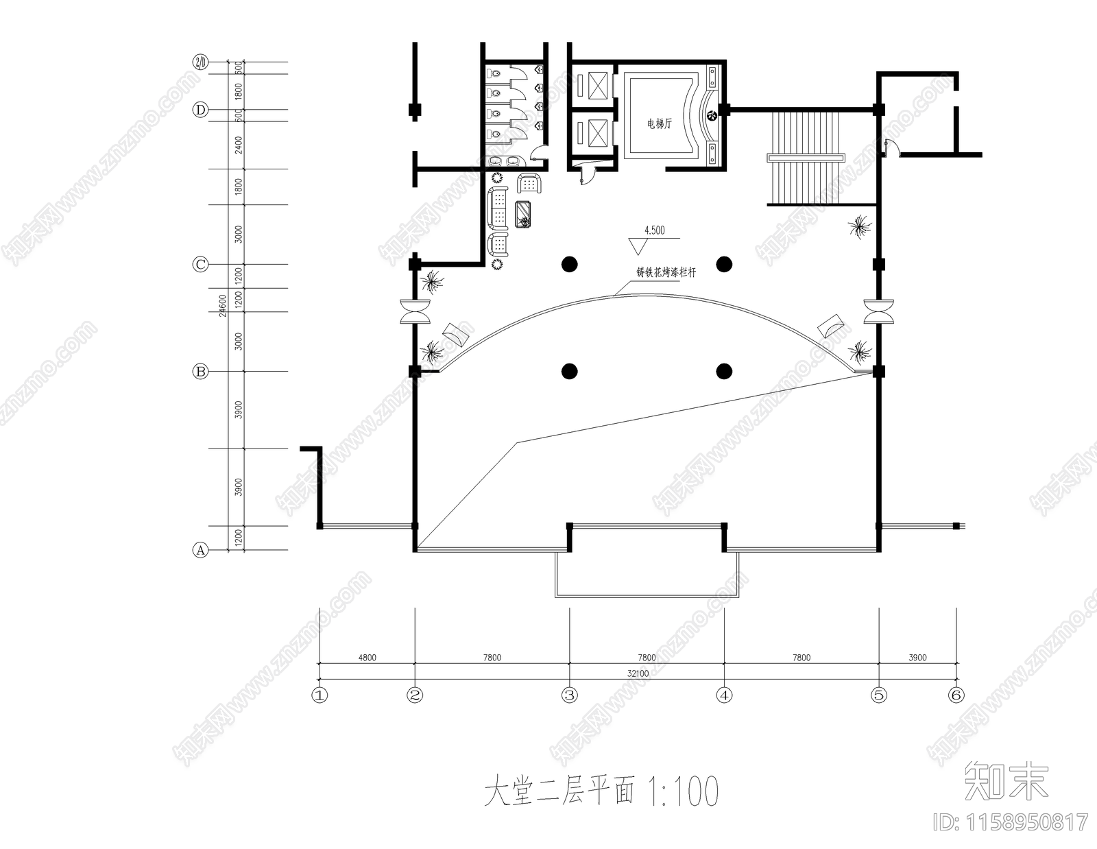 二层西餐厅装修cad施工图下载【ID:1158950817】