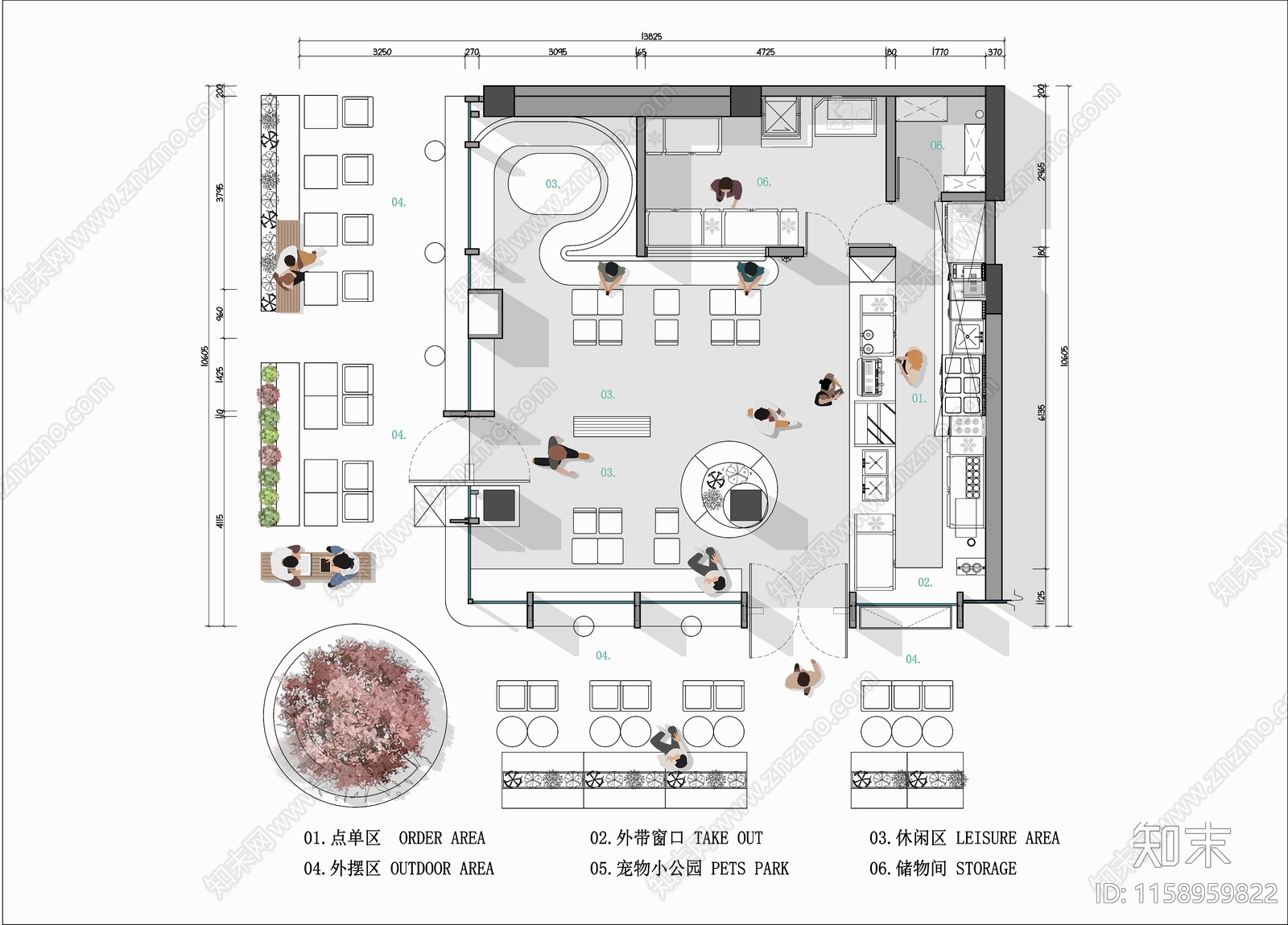 120平米咖啡厅平面布置图施工图下载【ID:1158959822】