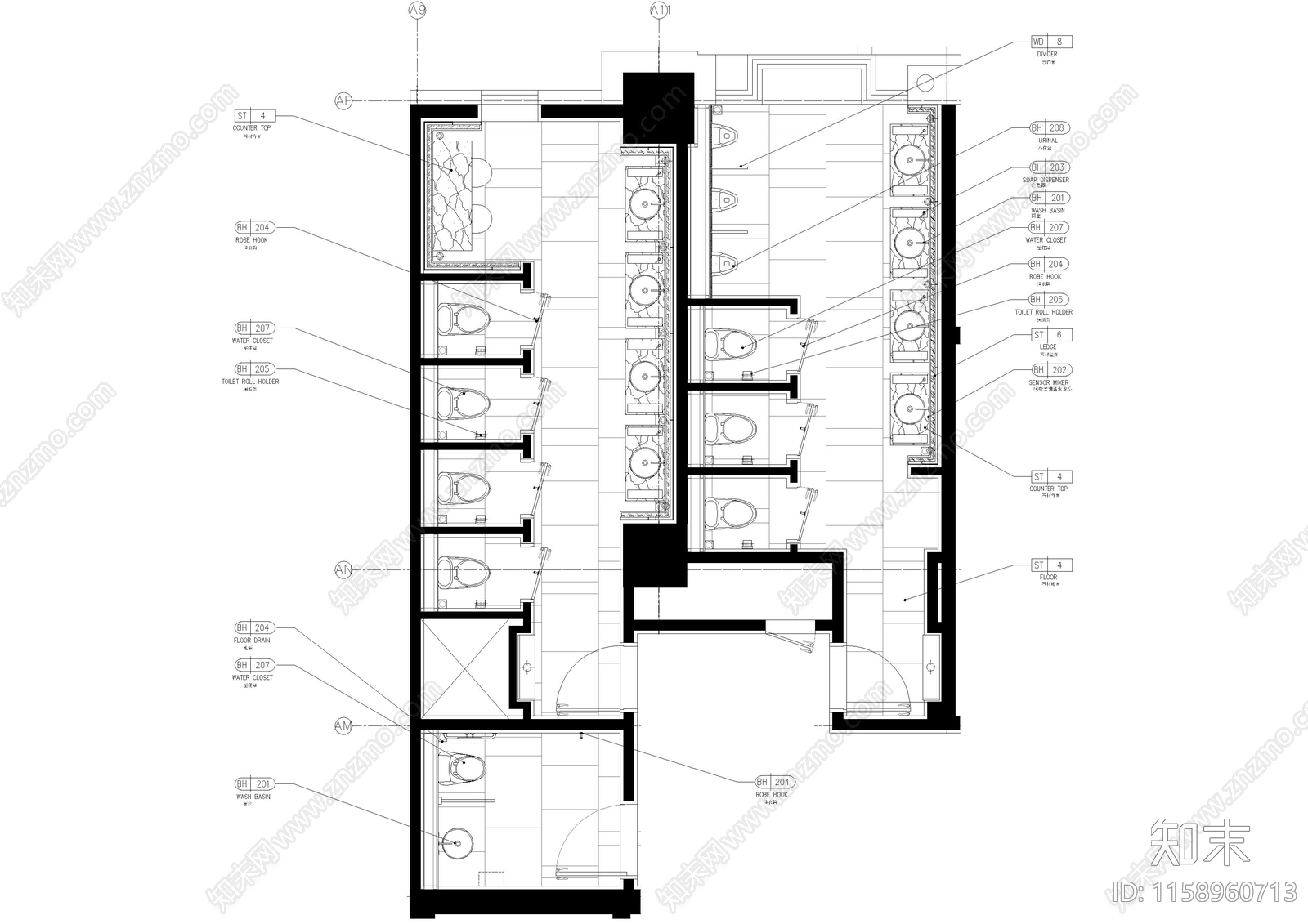 卫生间CAcad施工图下载【ID:1158960713】