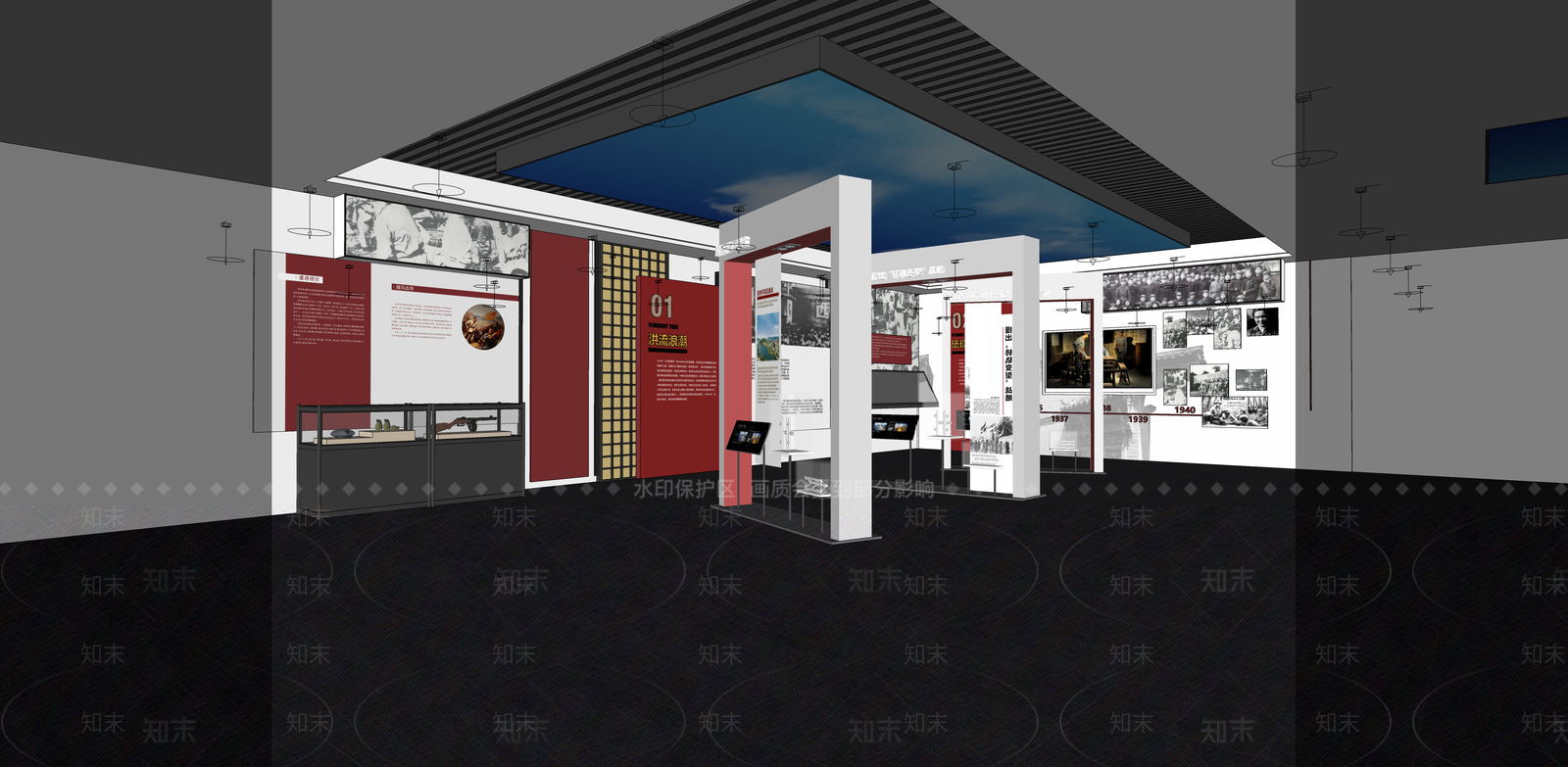现代党建展厅SU模型下载【ID:1158961862】