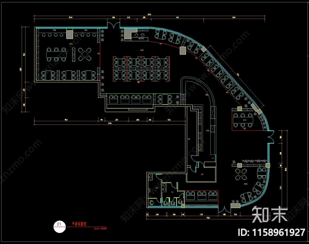 工业风咖啡厅装修图cad施工图下载【ID:1158961927】