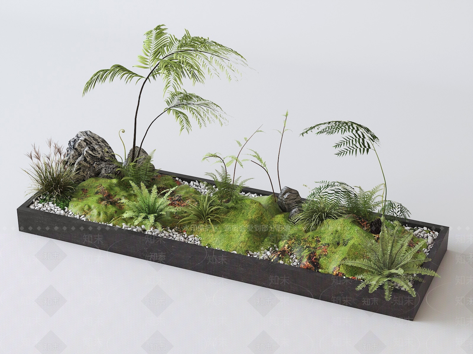 现代植物组合SU模型草图