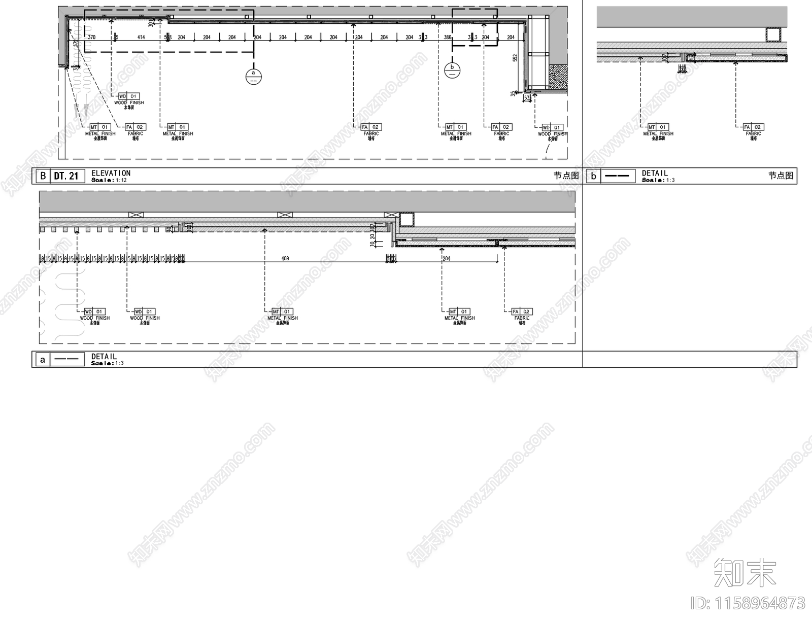 现代样板房卧室床头独立节点cad施工图下载【ID:1158964873】