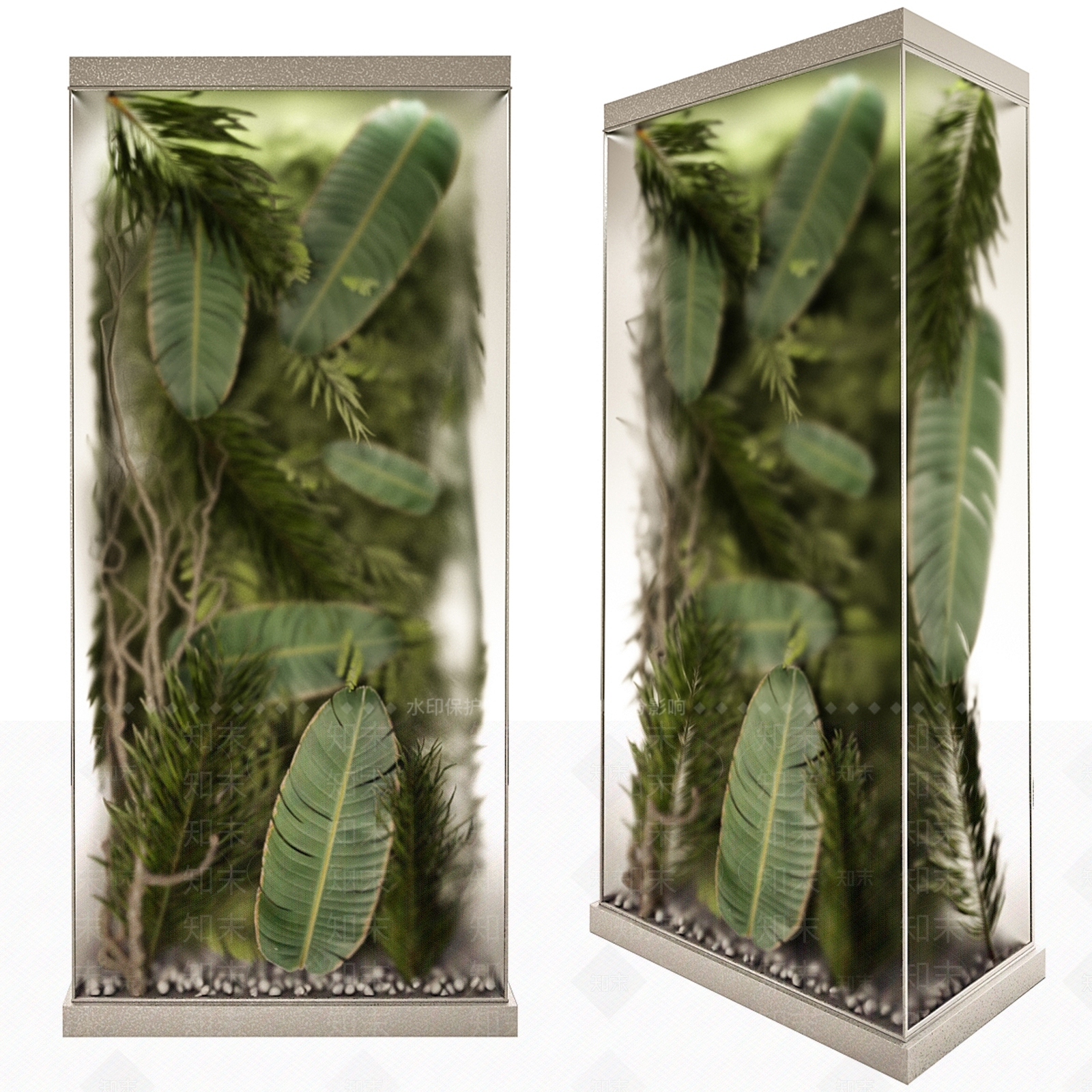 现代玻璃植物墙隔断3D模型下载【ID:1158969794】