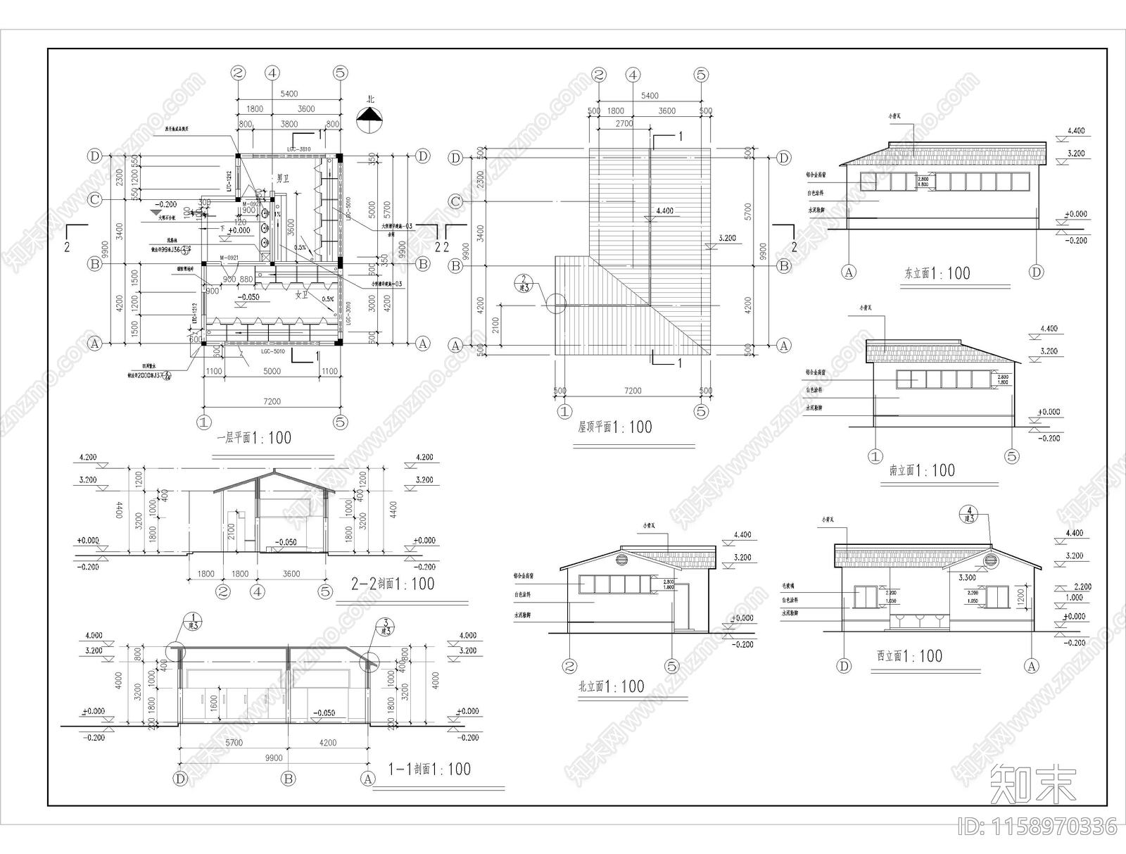 1层70平米小公厕建施cad施工图下载【ID:1158970336】