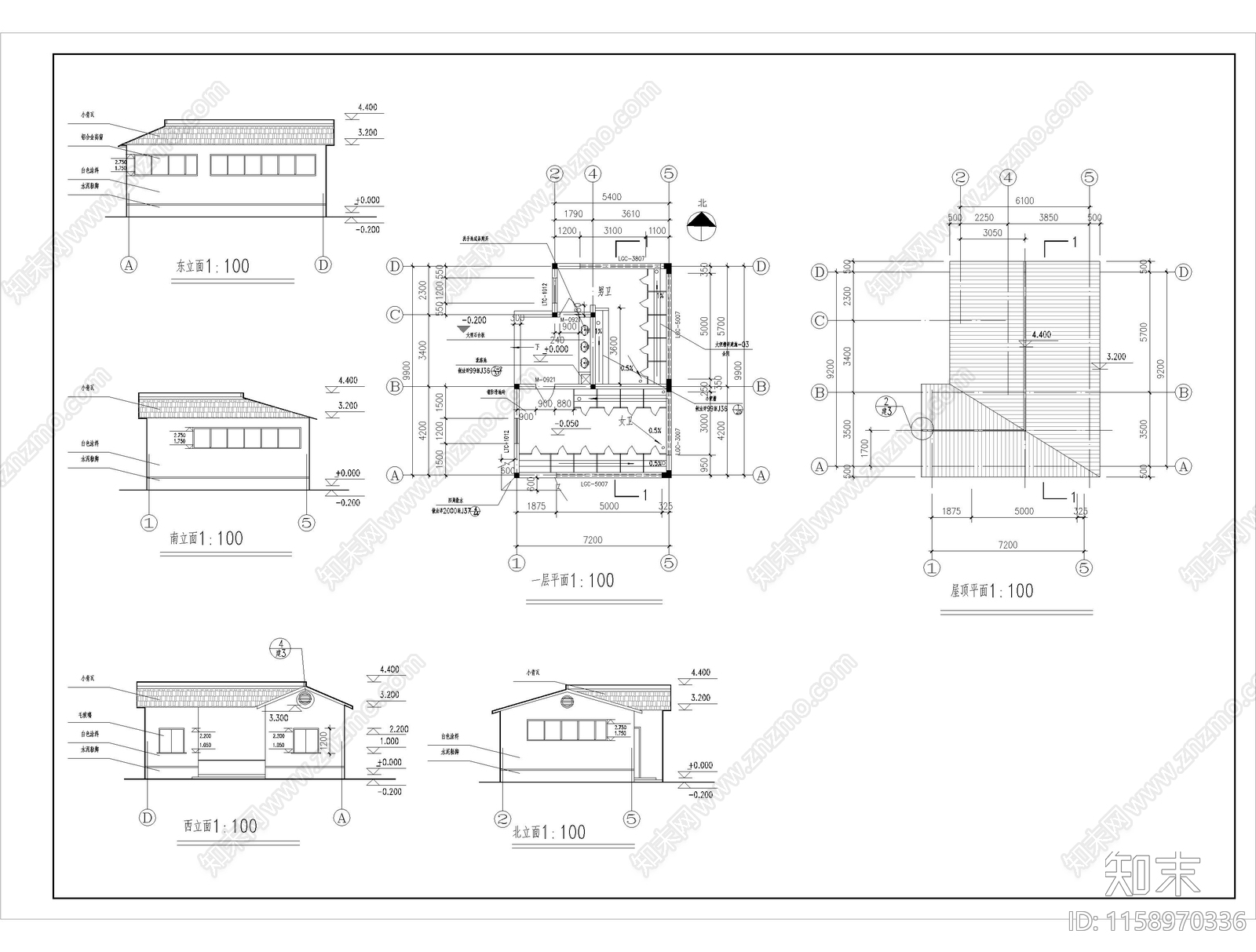 1层70平米小公厕建施cad施工图下载【ID:1158970336】