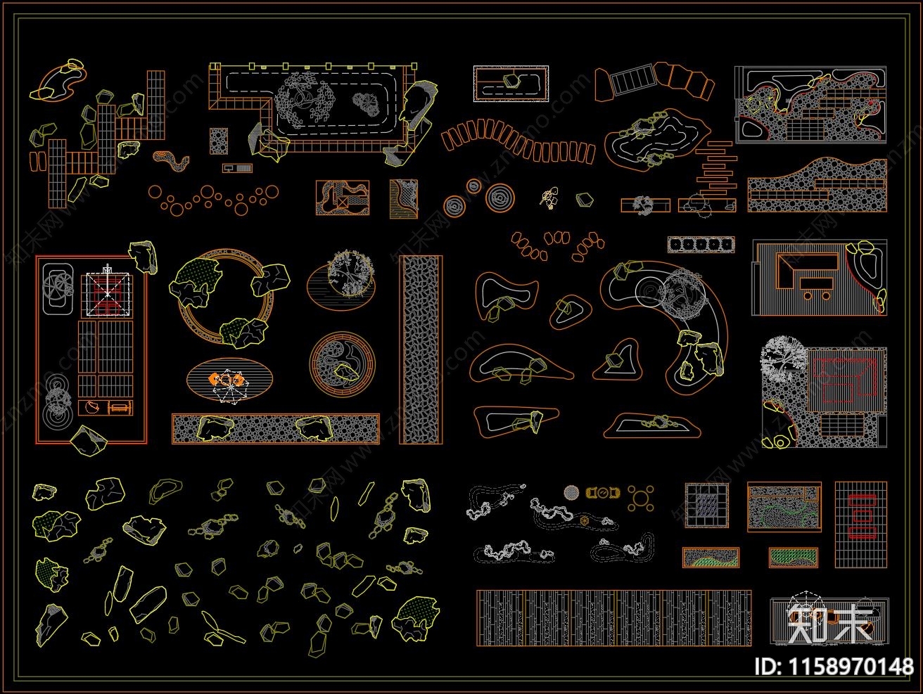 庭院景观图块施工图下载【ID:1158970148】
