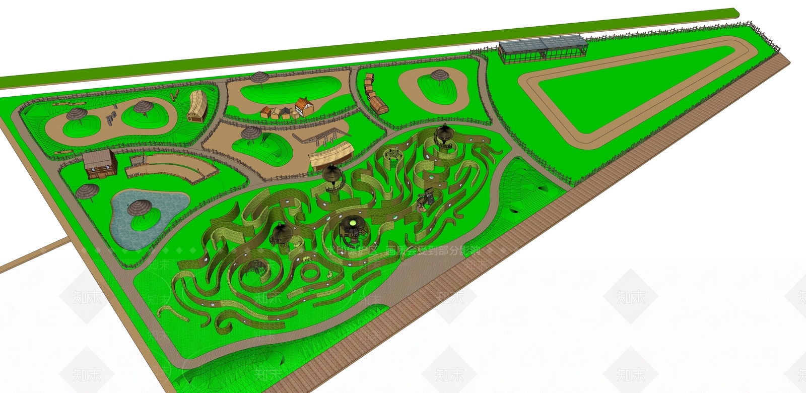 现代植物迷宫萌宠乐园SU模型下载【ID:1158974296】