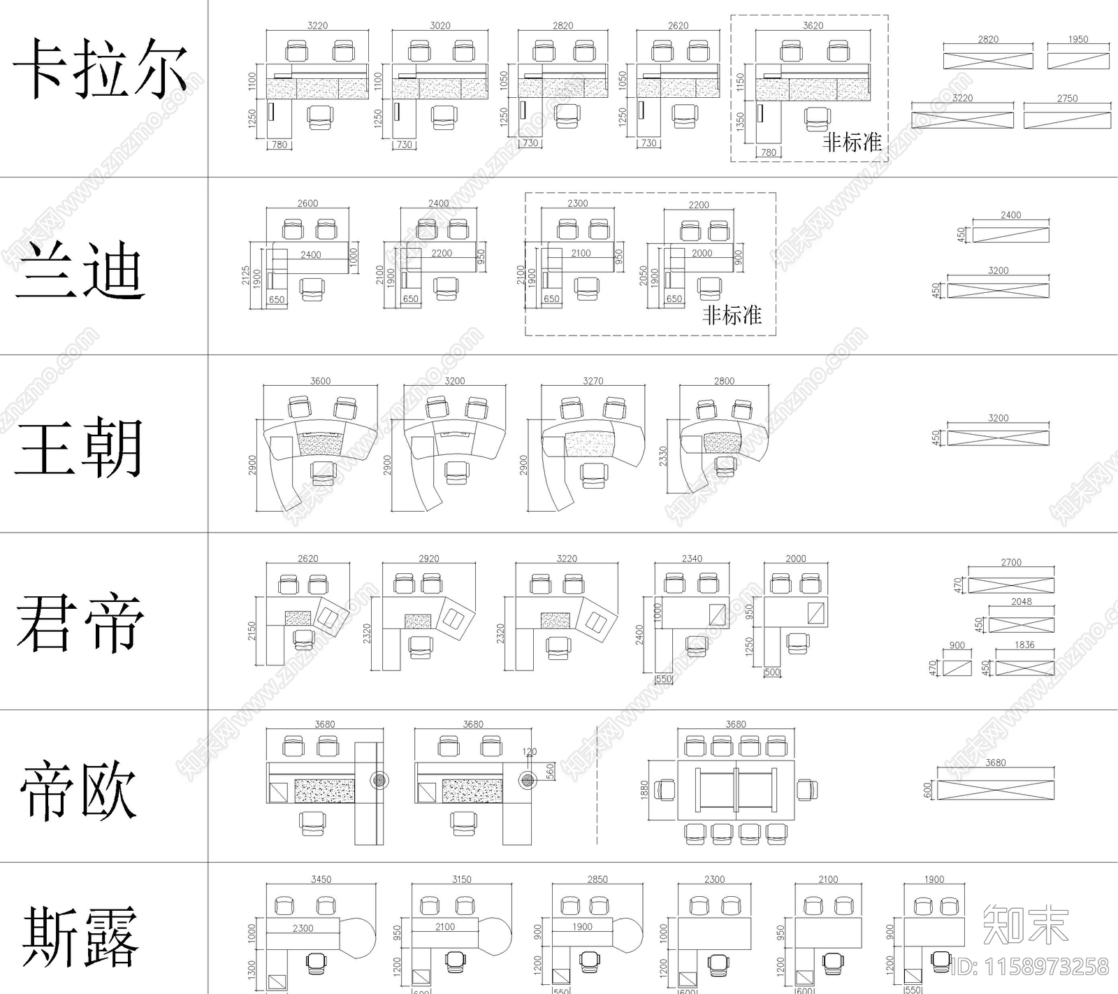 办公桌平面图cad施工图下载【ID:1158973258】