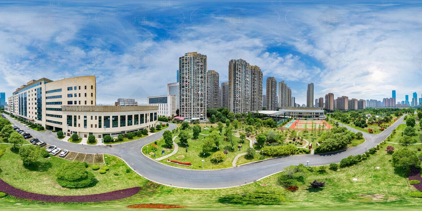 HDR城市小区社区广场全景贴图下载【ID:1158974658】