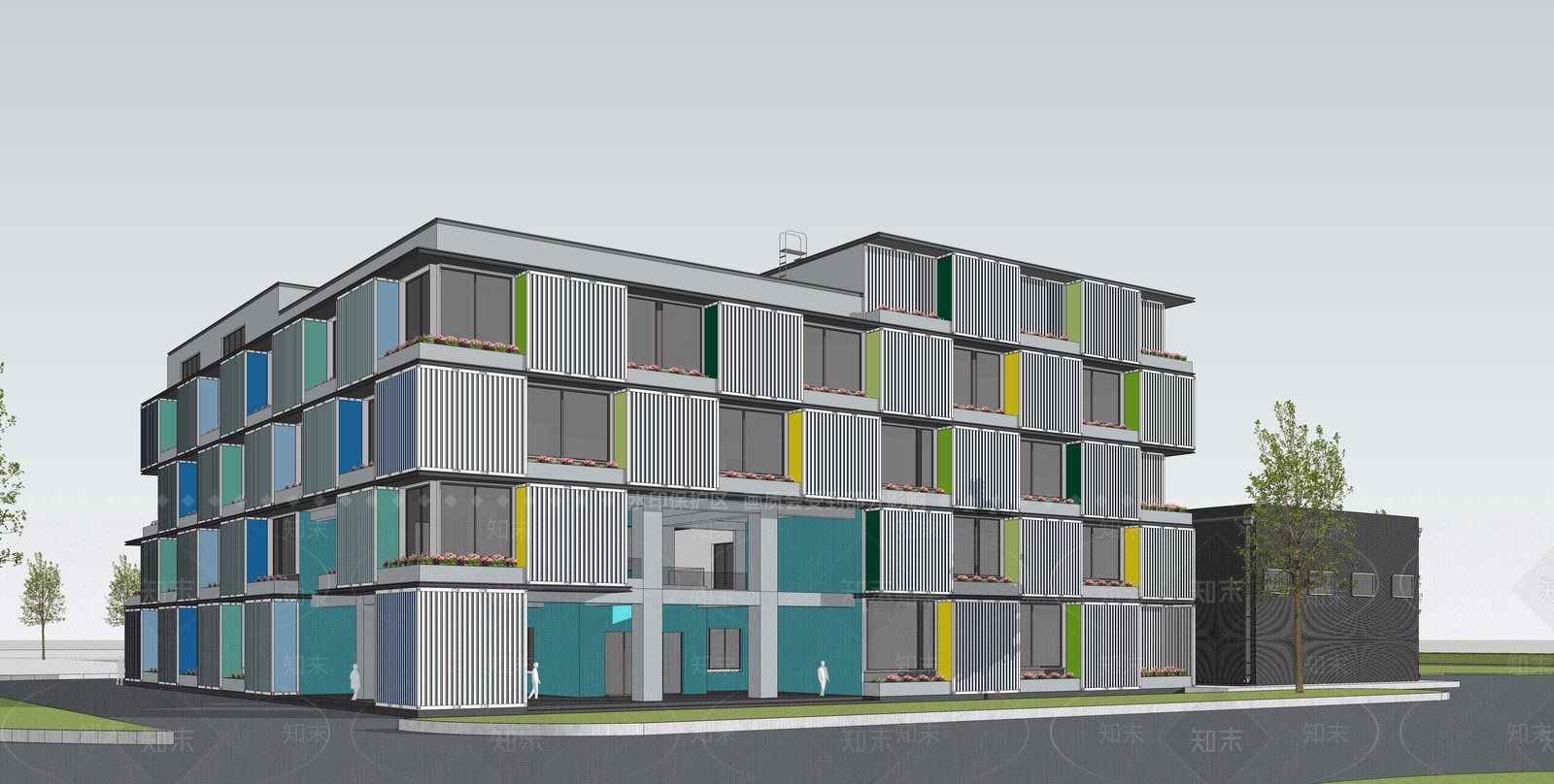 现代办公建筑SU模型下载【ID:1158976339】