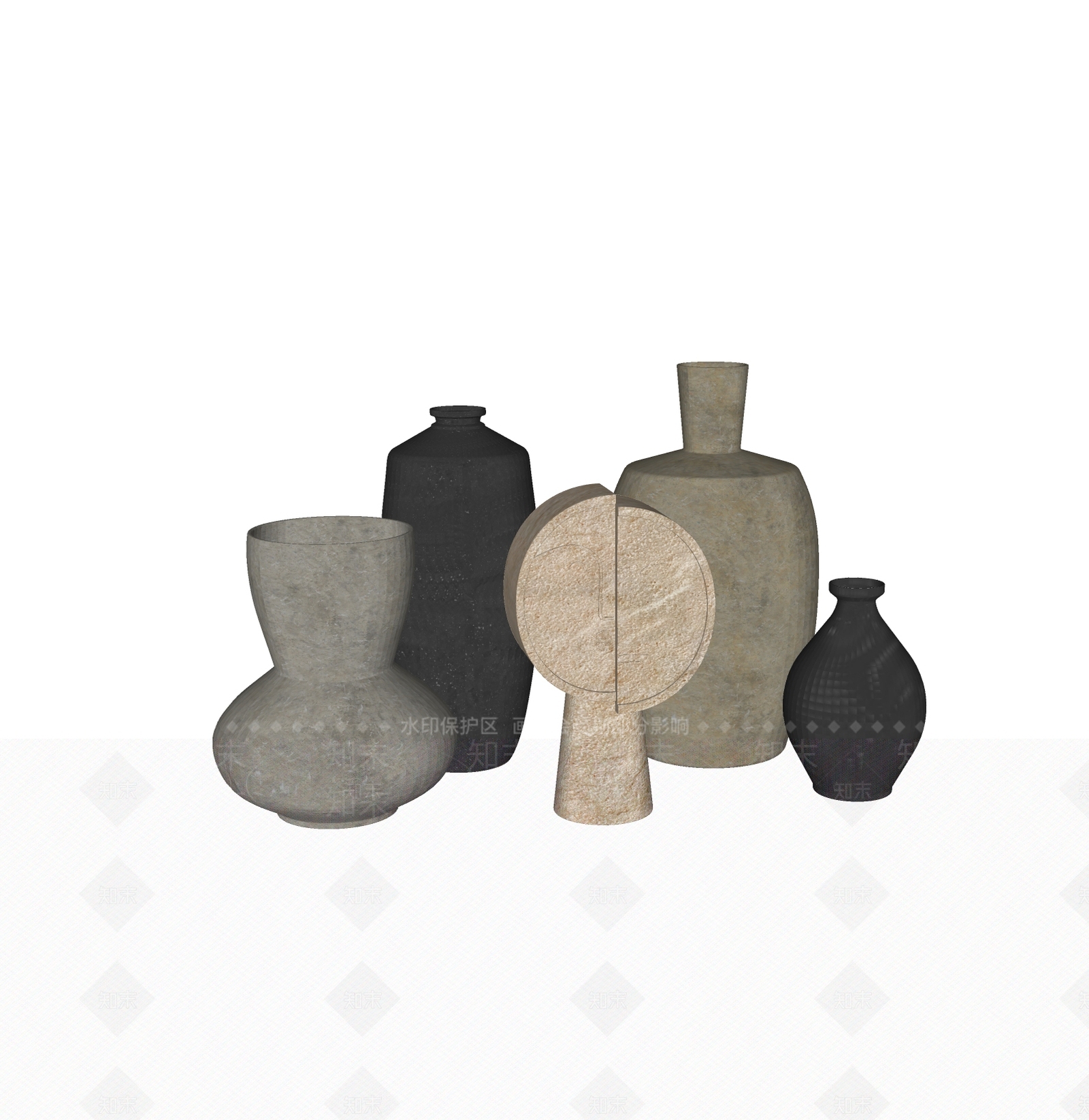 侘寂陶瓷SU模型下载【ID:1158981826】