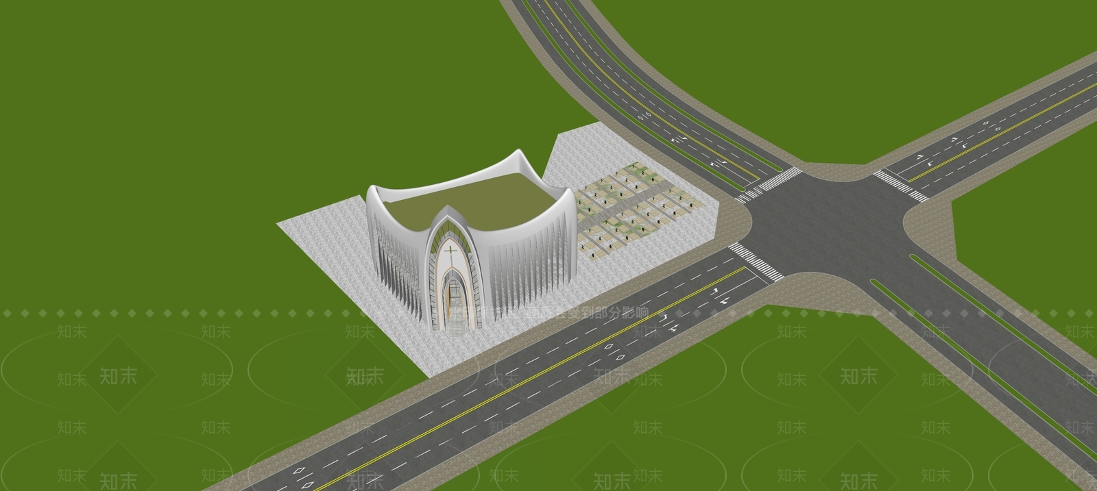 现代教堂SU模型下载【ID:1158982215】