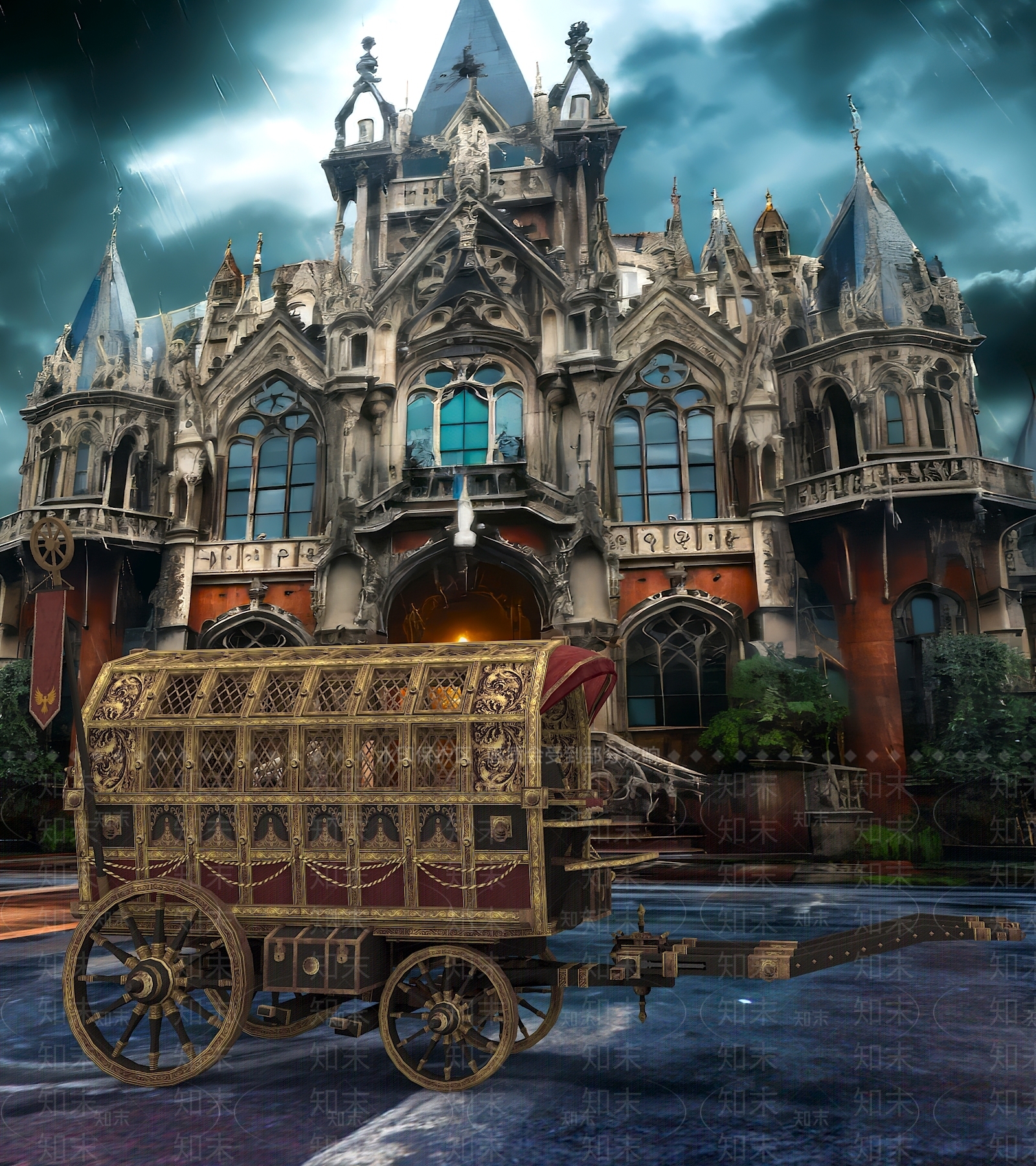 欧式古典中世纪卡通破旧马车3D模型下载【ID:1158982799】