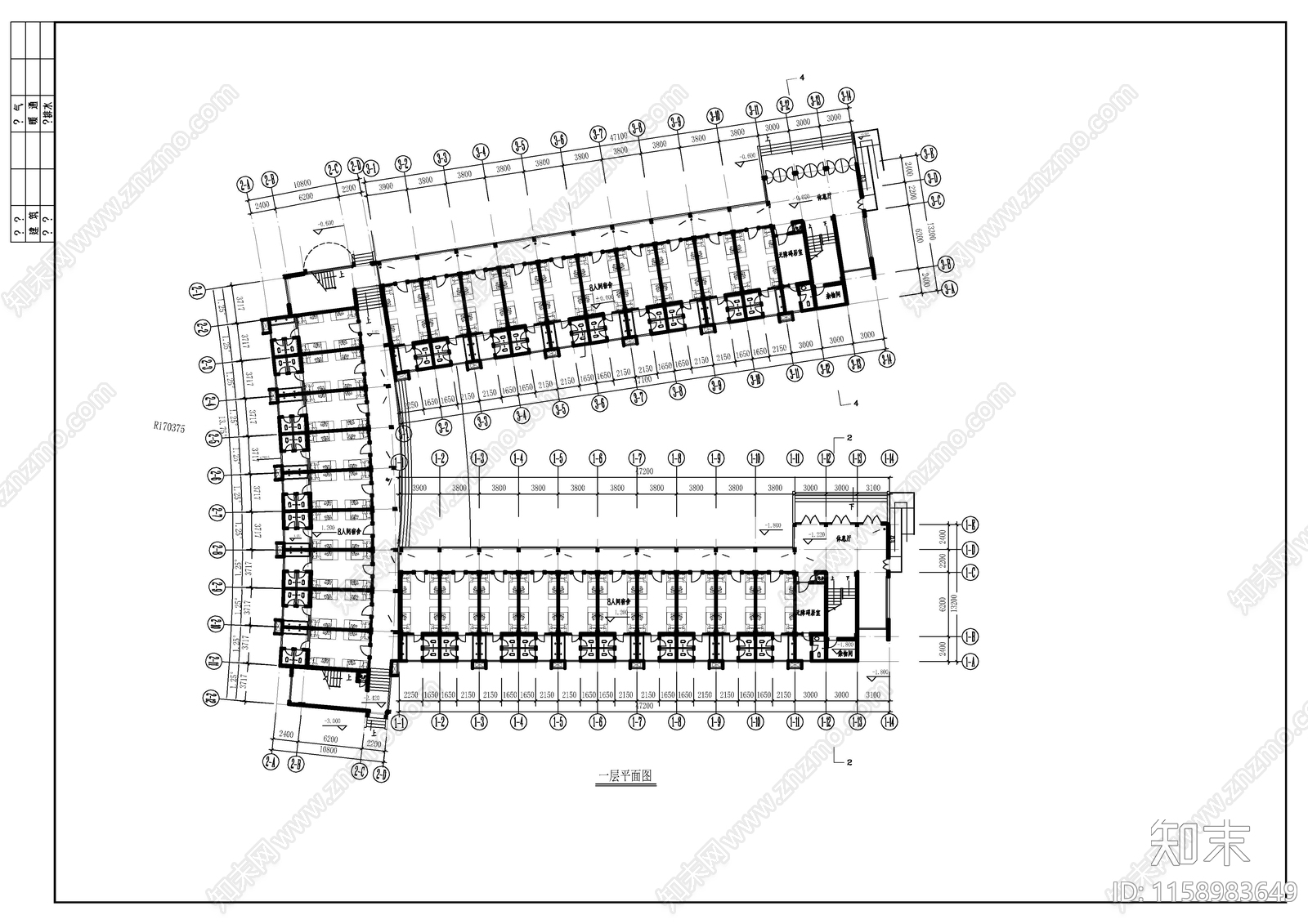 学生公寓建筑平面图cad施工图下载【ID:1158983649】