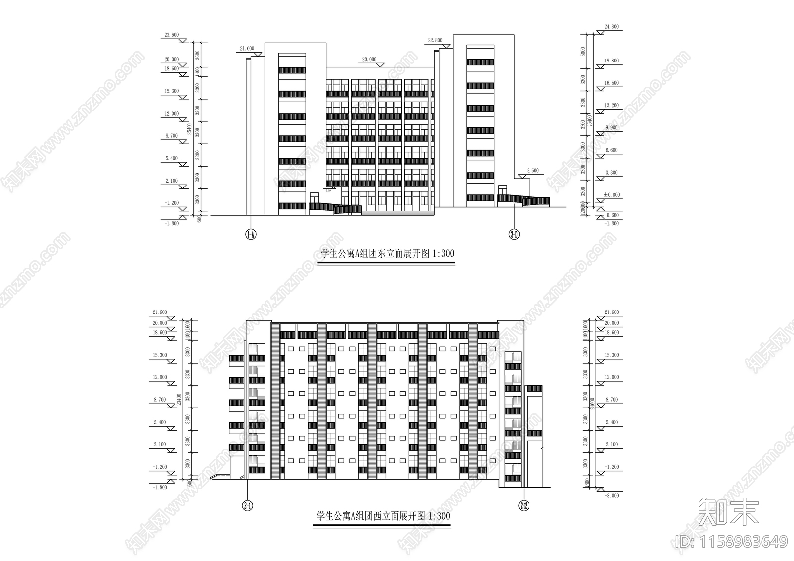 学生公寓建筑平面图cad施工图下载【ID:1158983649】