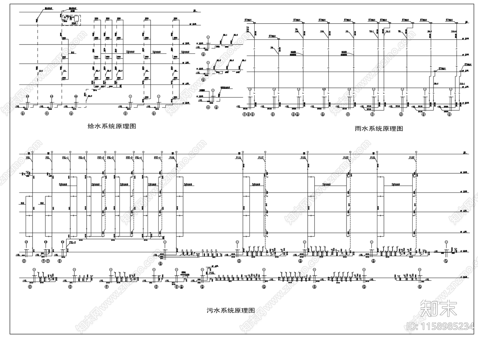 图书信息中心给排水和消防图cad施工图下载【ID:1158985234】