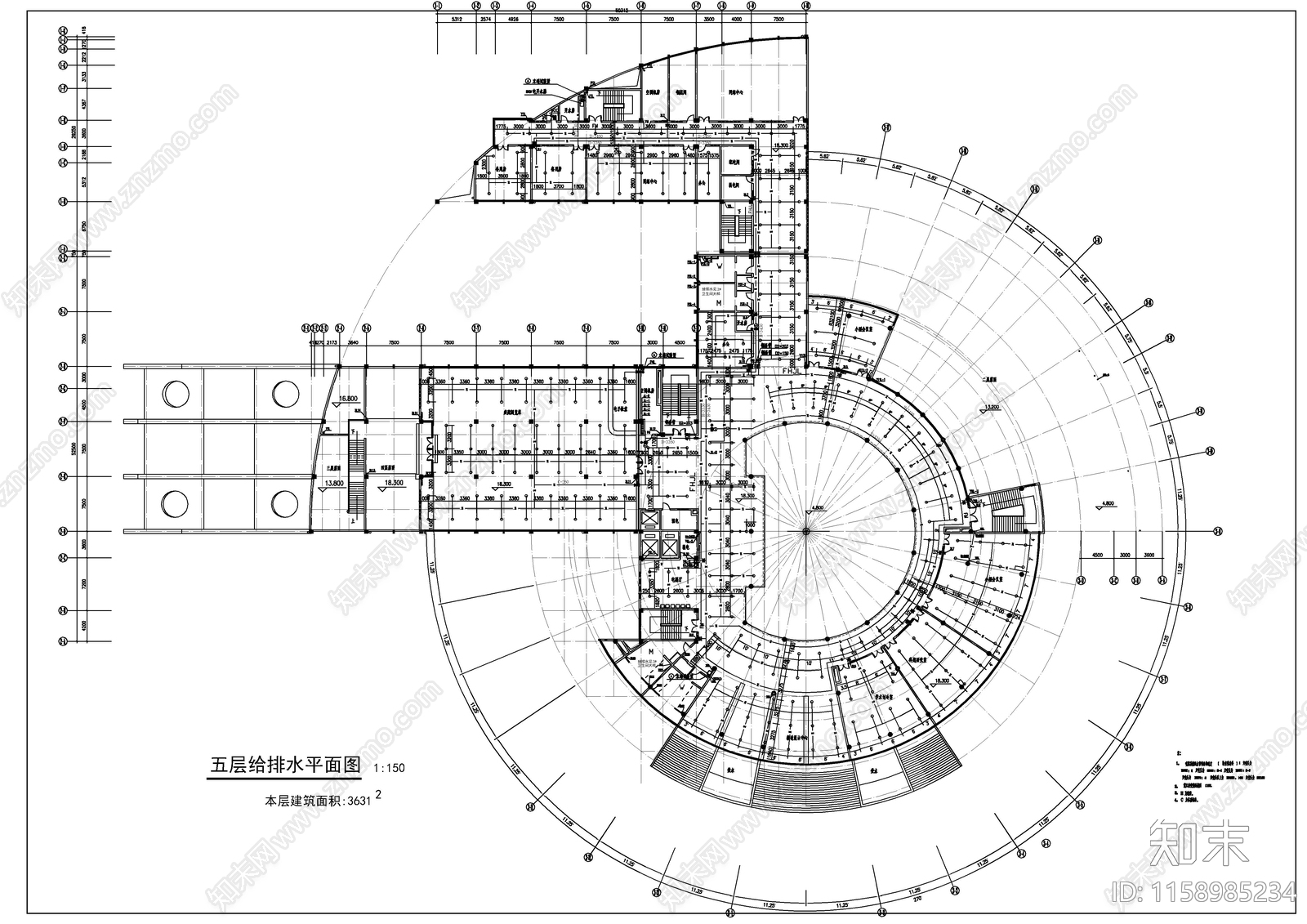 图书信息中心给排水和消防图cad施工图下载【ID:1158985234】