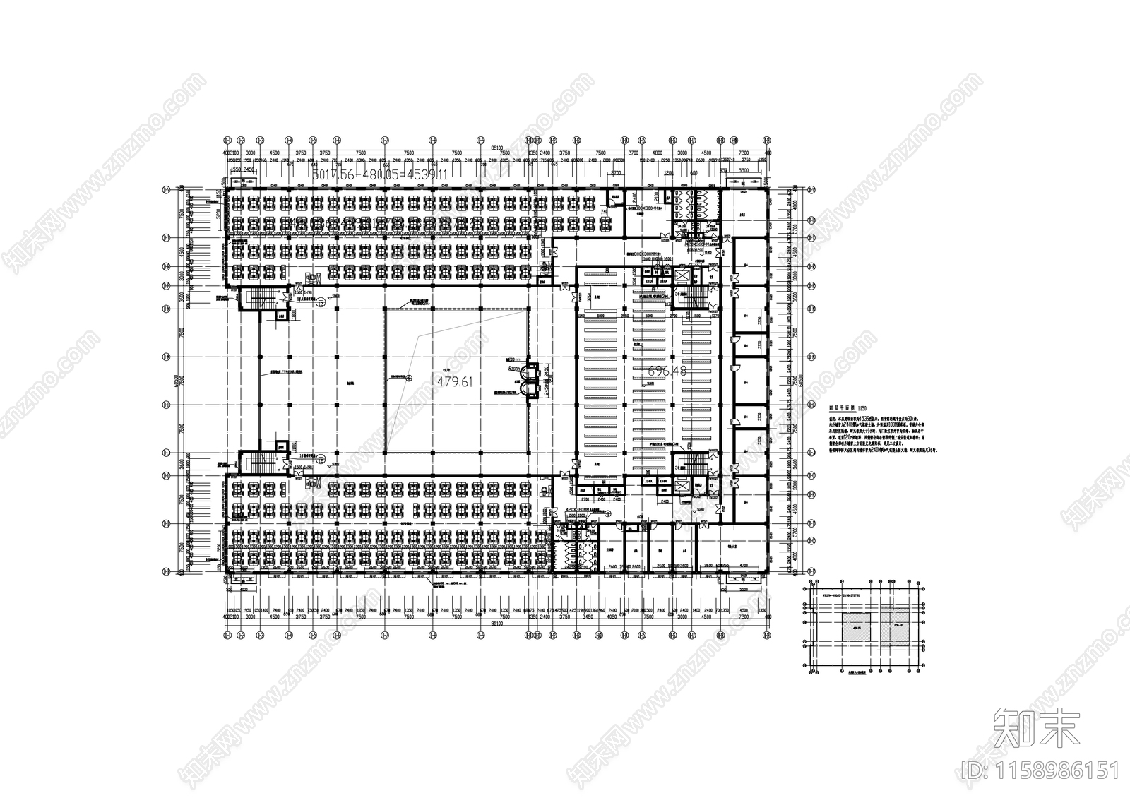 大学图书馆建筑图cad施工图下载【ID:1158986151】