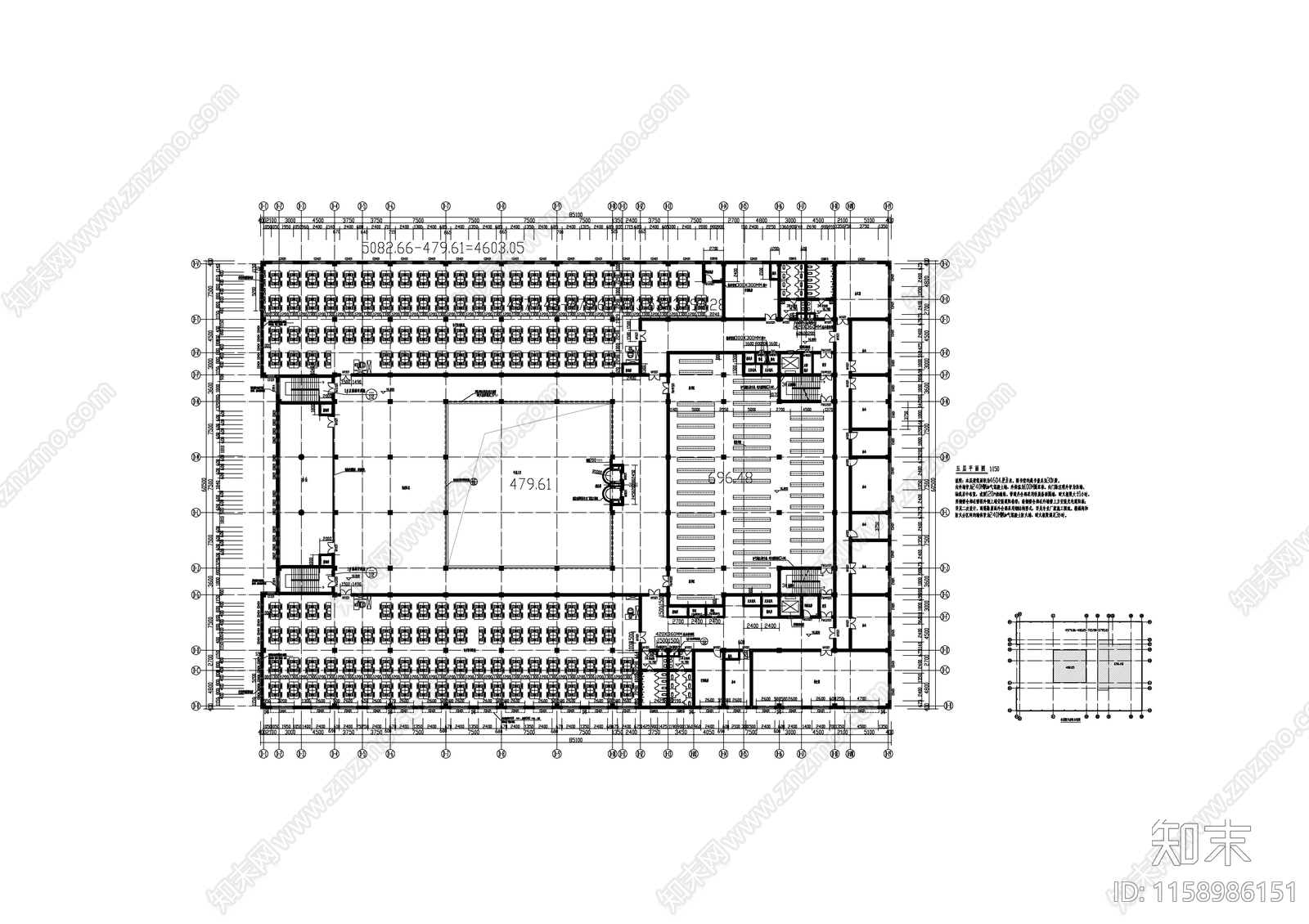 大学图书馆建筑图cad施工图下载【ID:1158986151】