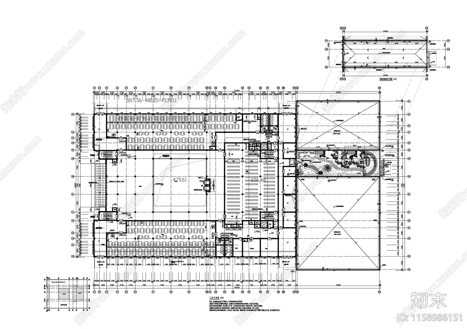 大学图书馆建筑图cad施工图下载【ID:1158986151】