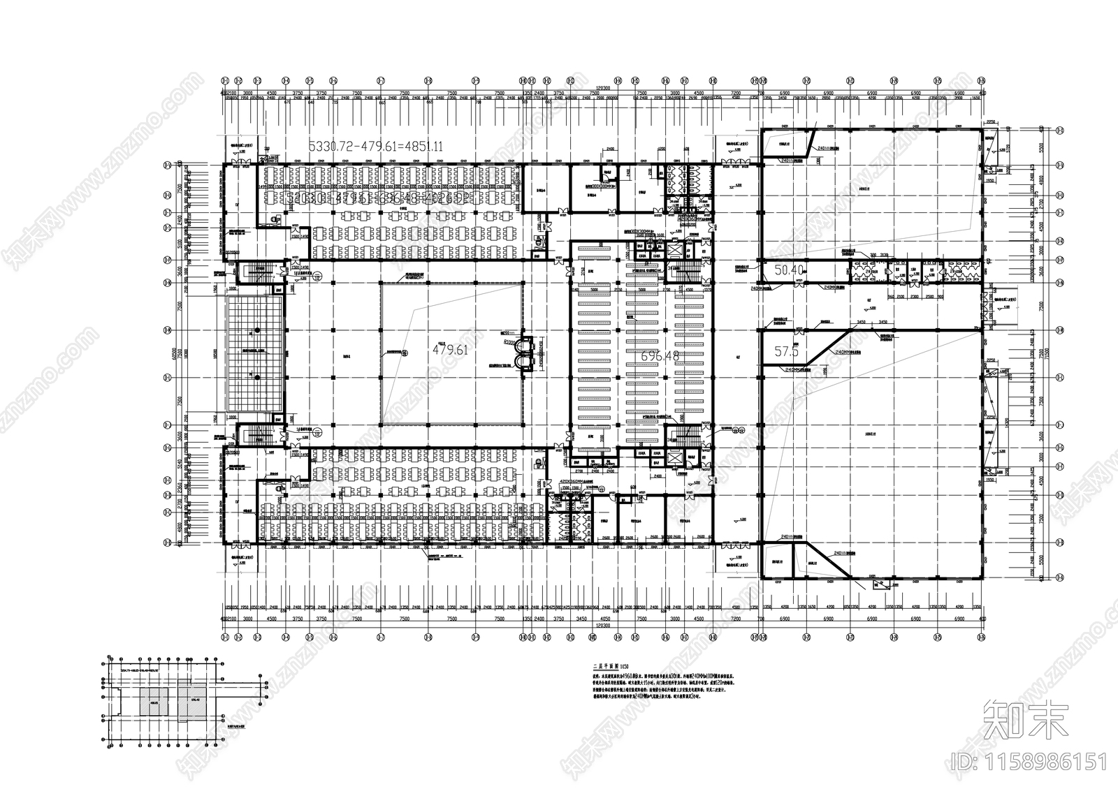 大学图书馆建筑图cad施工图下载【ID:1158986151】