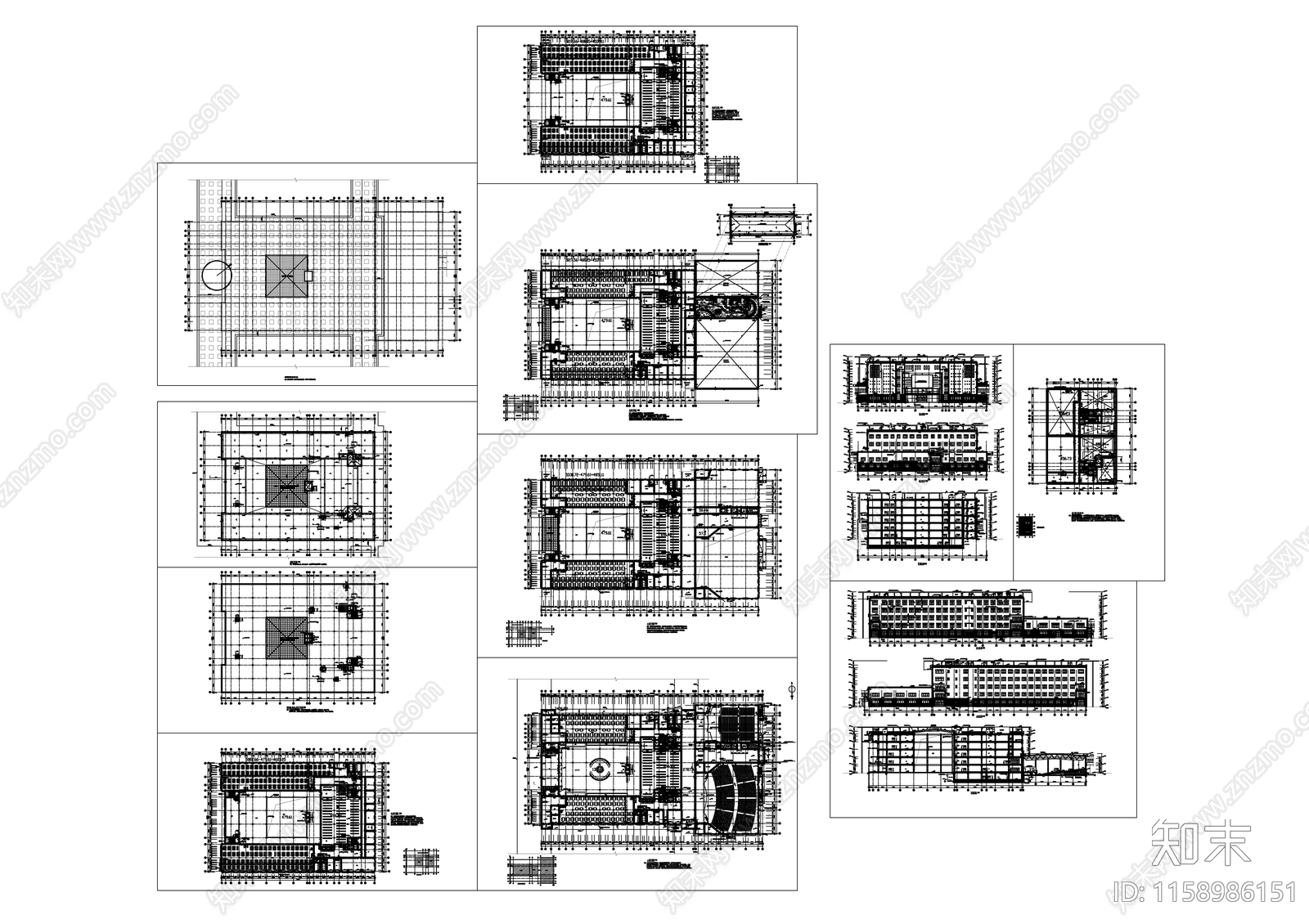 大学图书馆建筑图cad施工图下载【ID:1158986151】