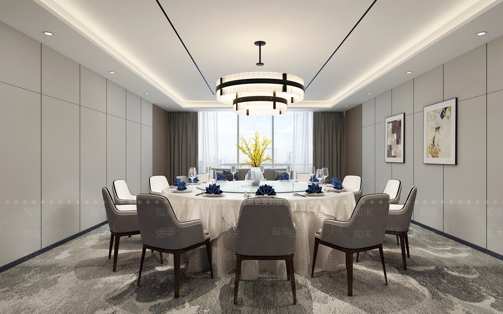 现代餐厅包间3D模型下载【ID:1158989480】