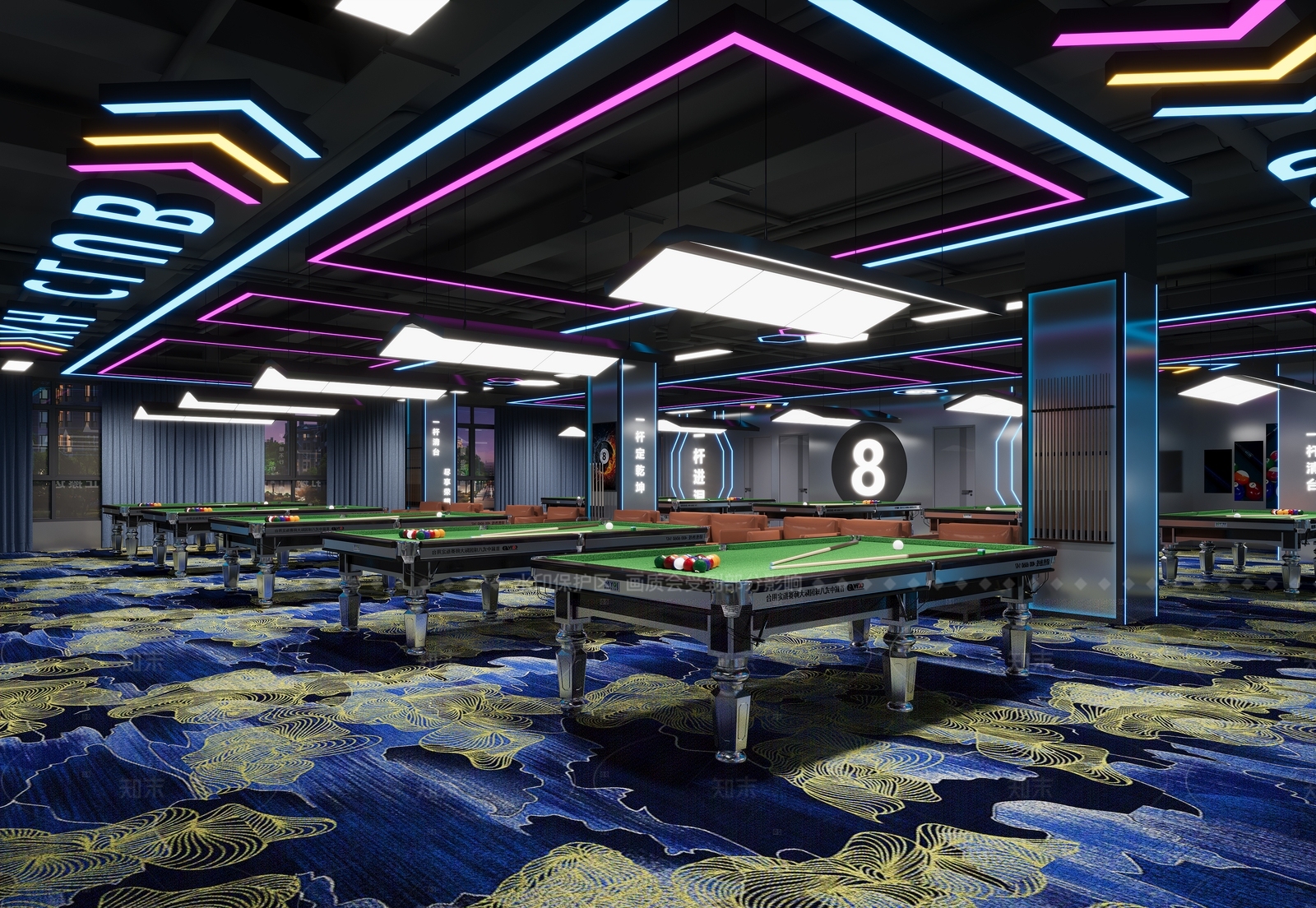 现代台球室3D模型下载【ID:1158991757】