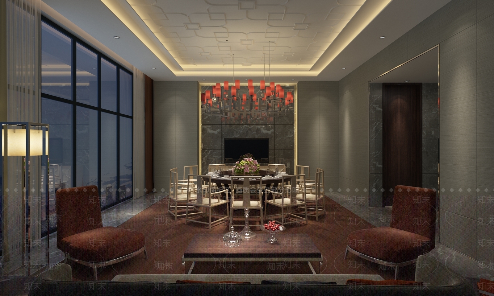 酒店新中式包间3D模型下载【ID:1158991738】