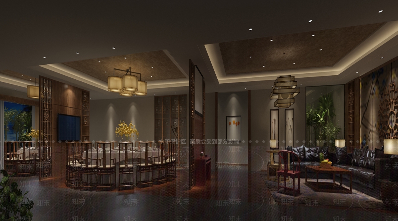 酒店新中式包间203D模型下载【ID:1158991886】