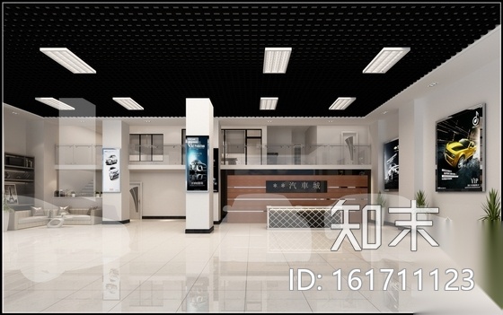 [原创]现代简约汽车专卖店室内施工图（含效果图）cad施工图下载【ID:161711123】