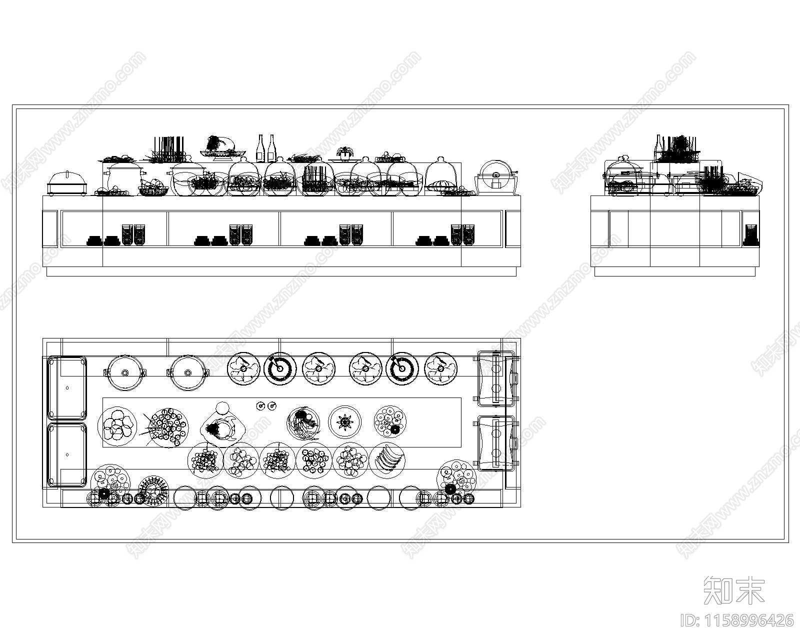 现代自助餐台cad施工图下载【ID:1158996426】