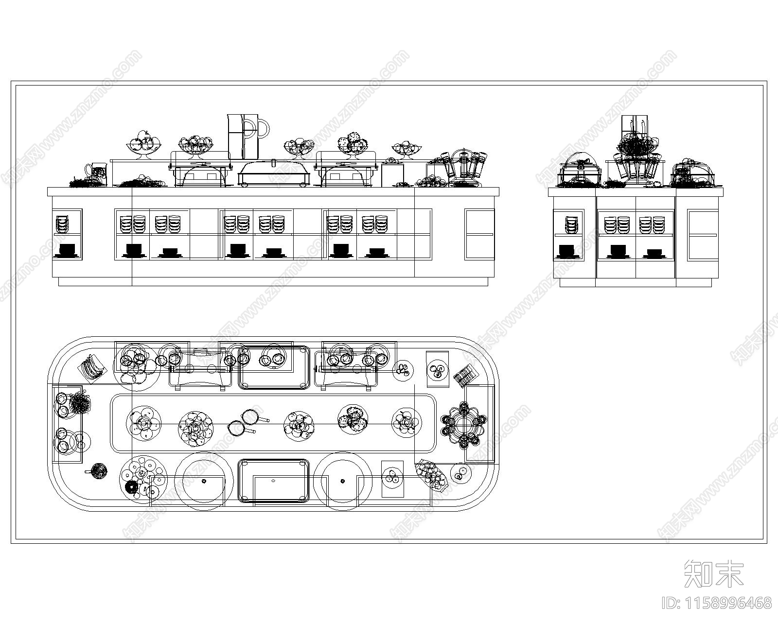 现代自助餐台cad施工图下载【ID:1158996468】