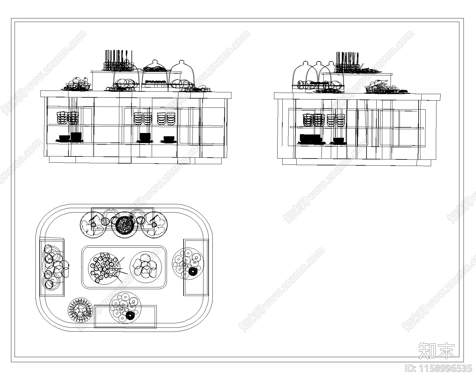 现代自助餐台cad施工图下载【ID:1158996535】