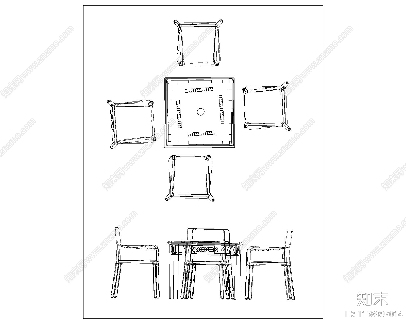 麻将桌cad施工图下载【ID:1158997014】