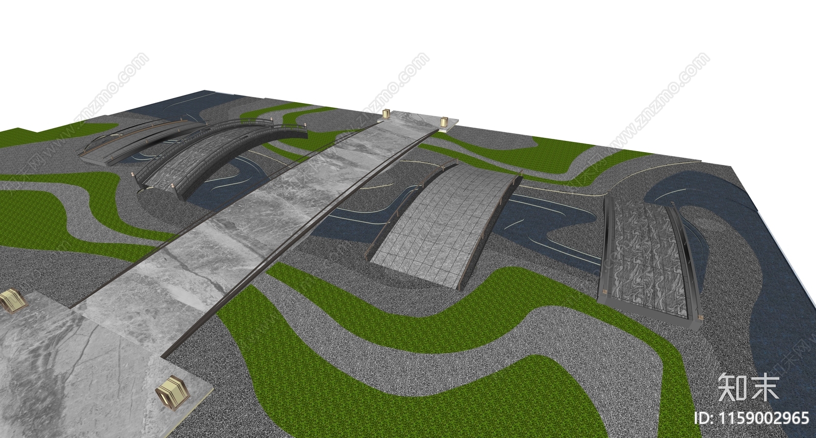 新中式景观桥SU模型下载【ID:1159002965】