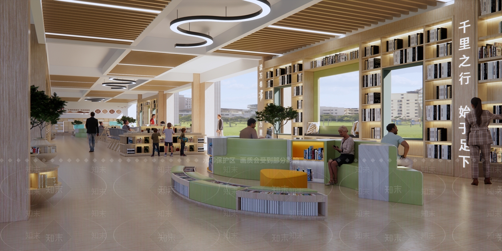 现代架空层提升改造书吧SU模型下载【ID:1159003845】