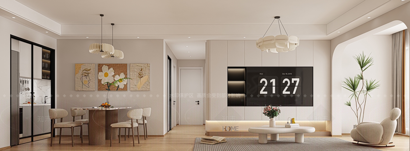现代开放式厨房3D模型下载【ID:1214575739】