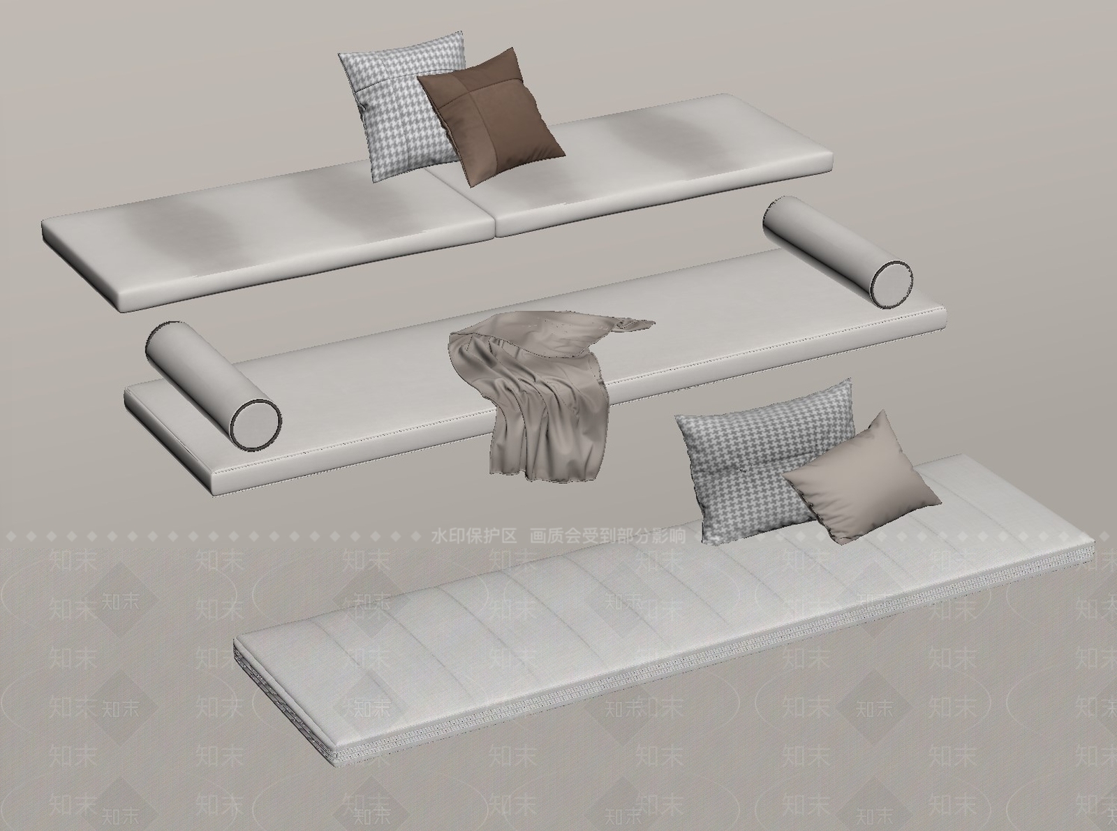 现代飘窗垫SU模型下载【ID:1159008212】