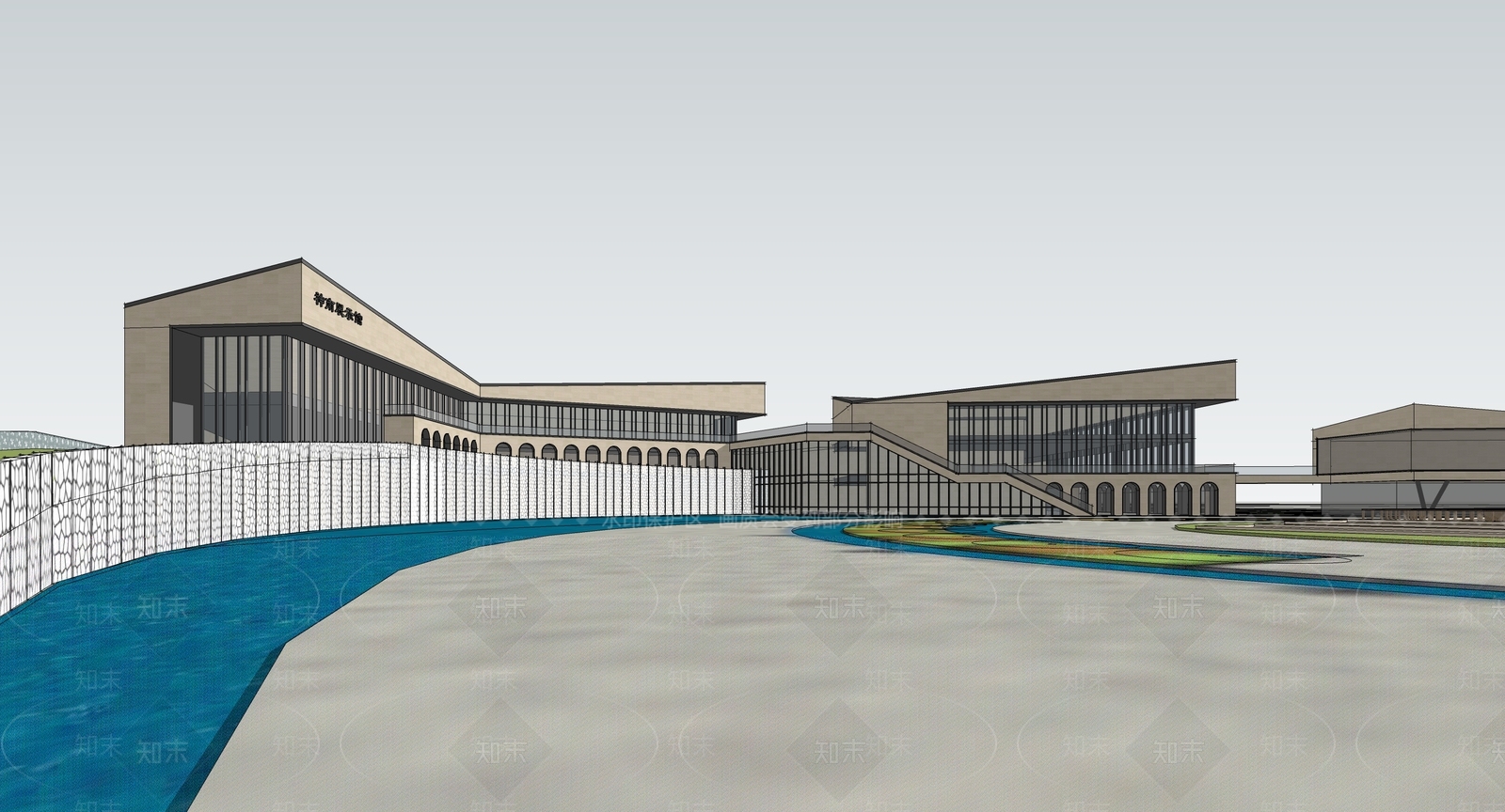 现代陕北民俗文化展示馆建筑SU模型下载【ID:1159008470】
