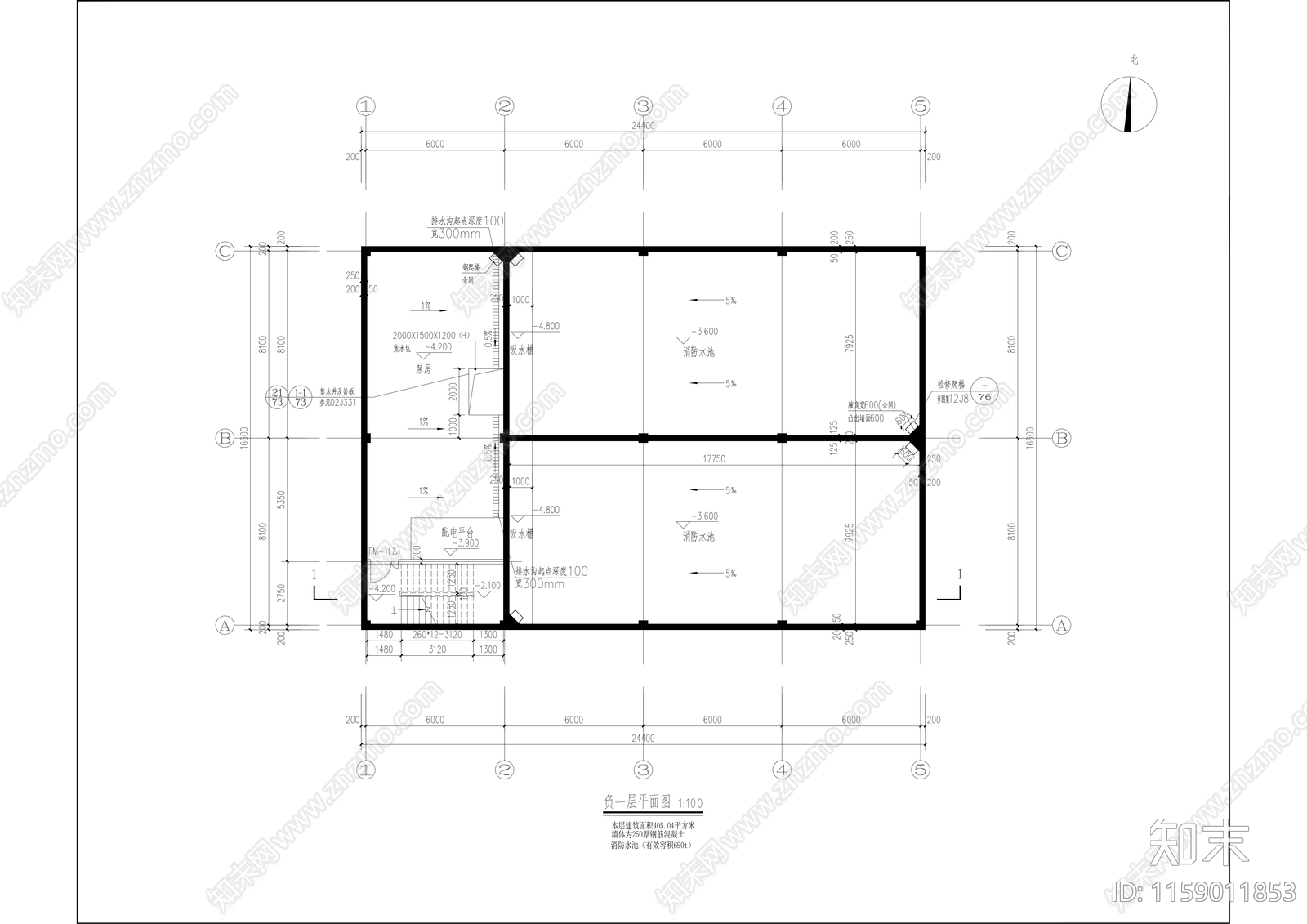 世林泵房建筑2017cad施工图下载【ID:1159011853】