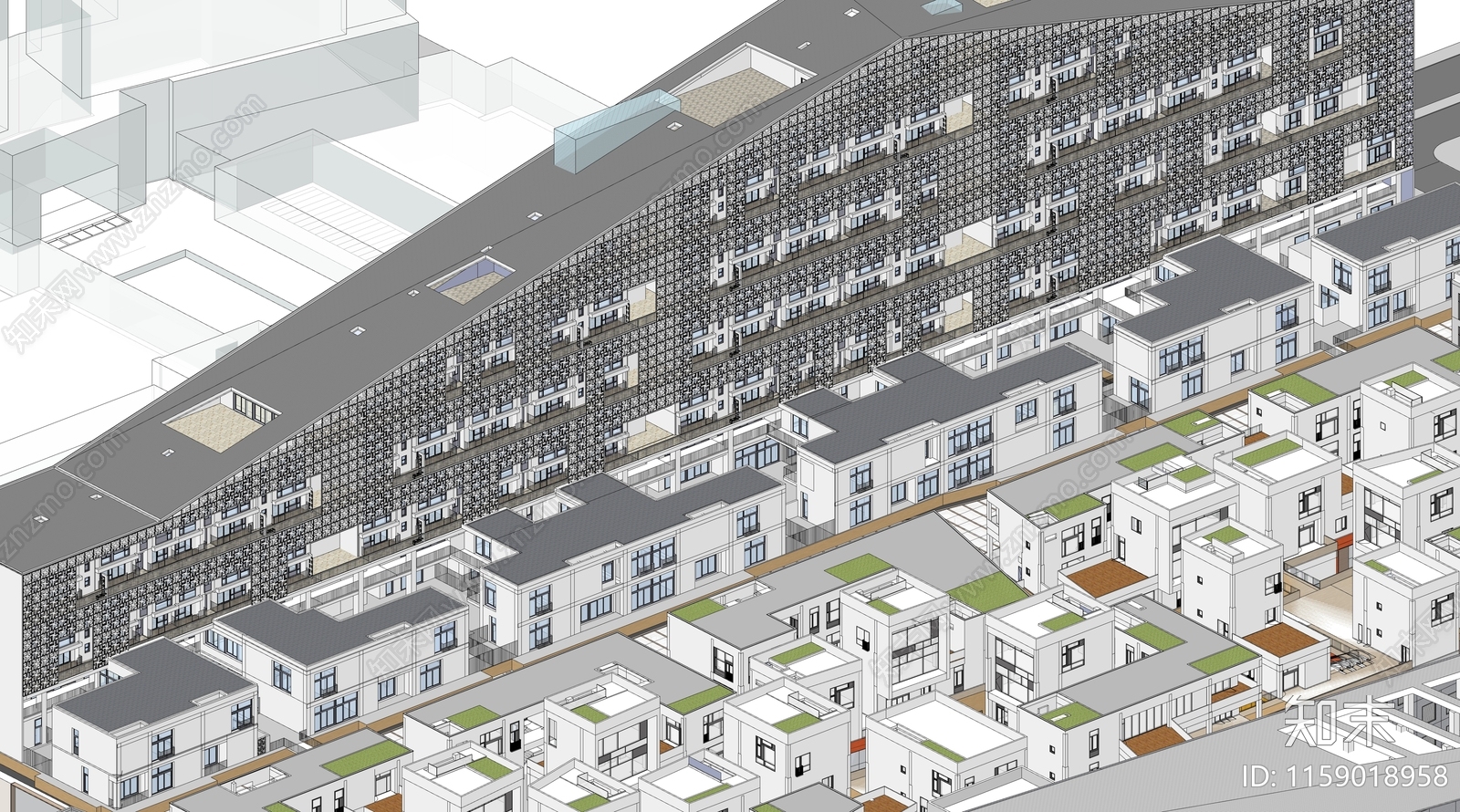 现代小区建筑SU模型下载【ID:1159018958】