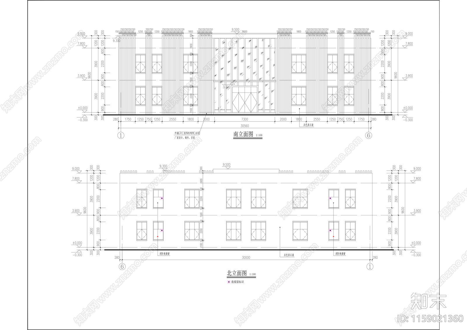 办公楼建cad施工图下载【ID:1159021360】