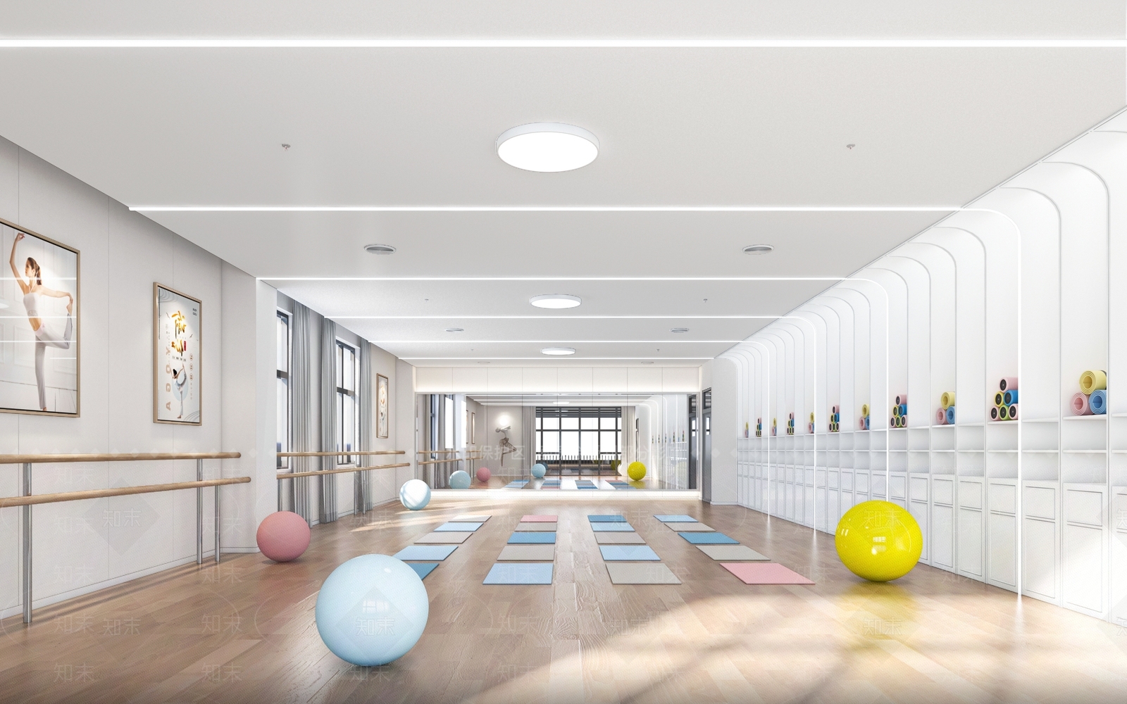现代学校3D模型渲染效果图