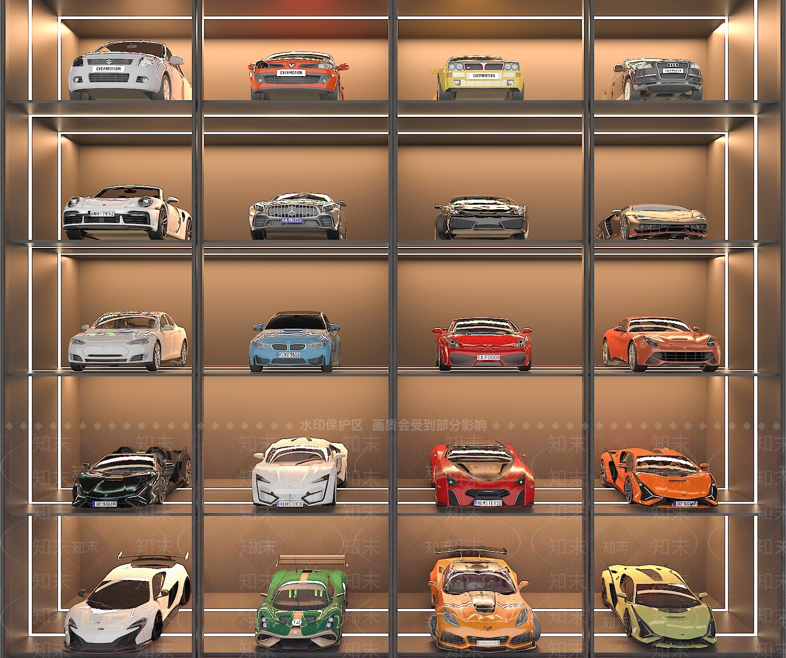 汽车跑车组合SU模型下载【ID:1159024233】