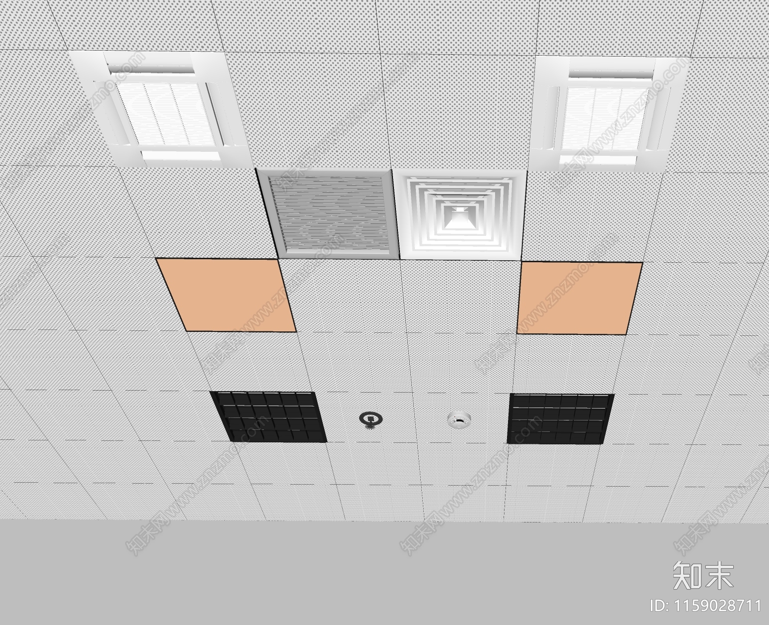 现代铝扣板天花SU模型下载【ID:1159028711】