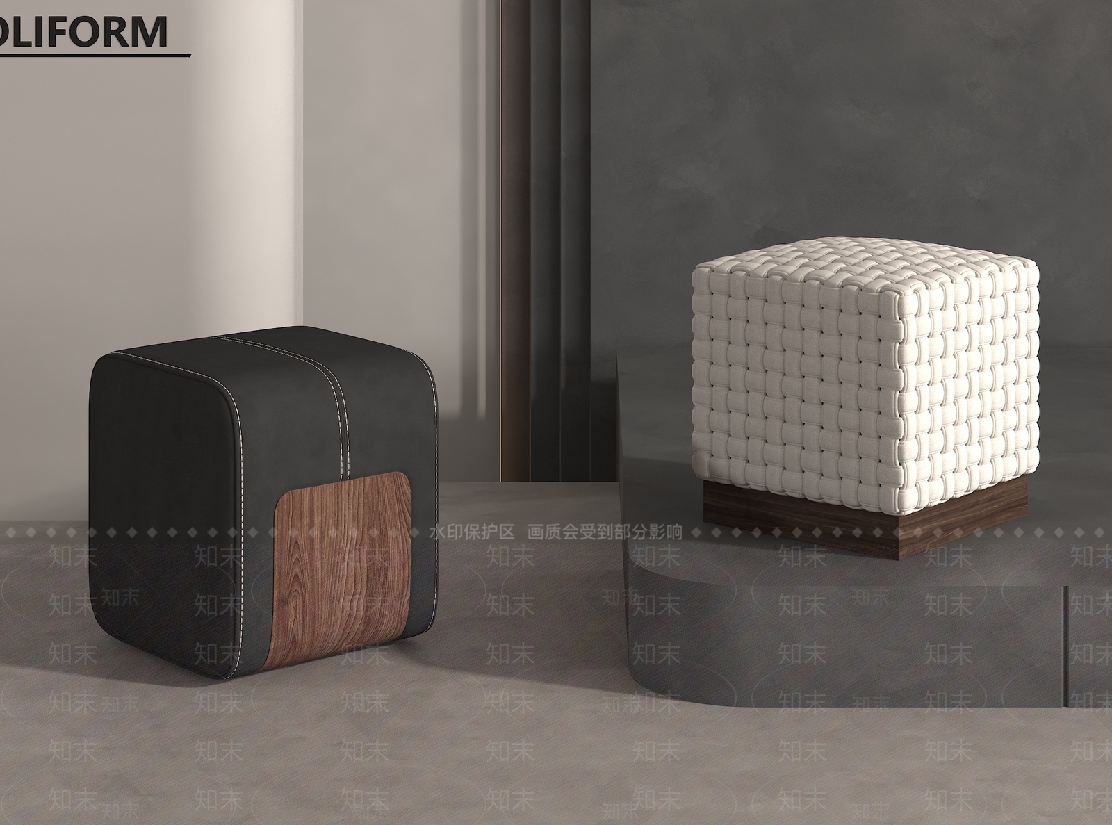 现代沙发凳矮凳3D模型下载【ID:1159030523】